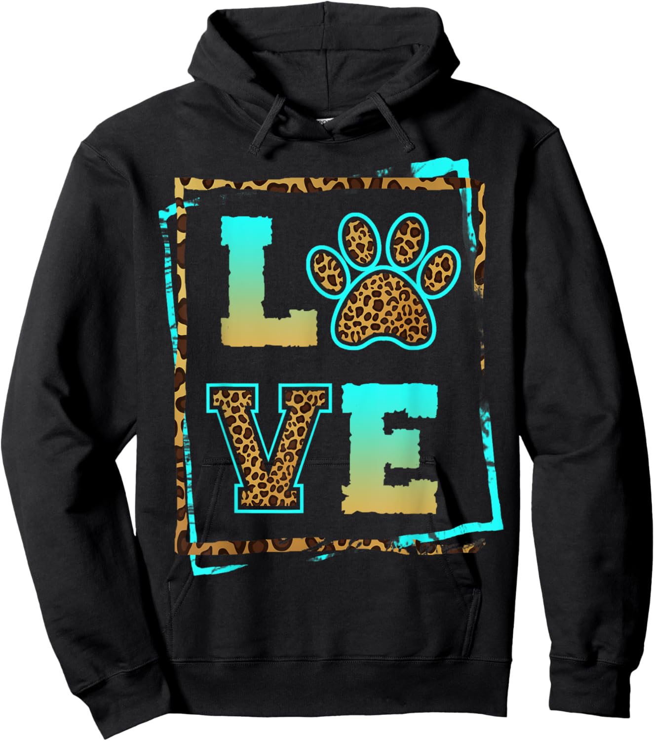 Love Paw Pet Owner Dog Mom Fur Mama Leopard Print Women Gift Hoodie - Hoodie | Black