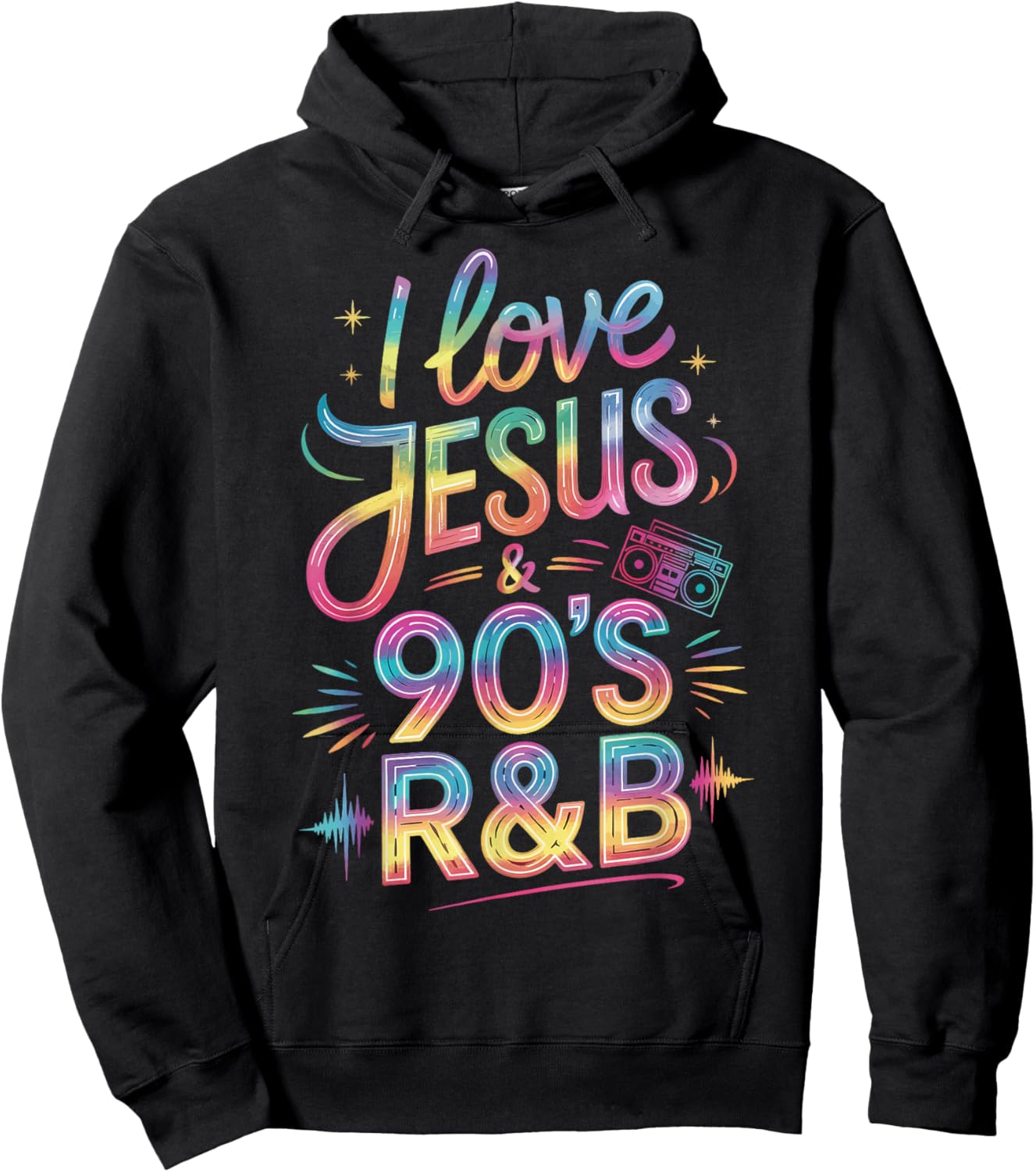 I Love Jesus And 90's R&B Christian Believer Hoodie - Hoodie | Black