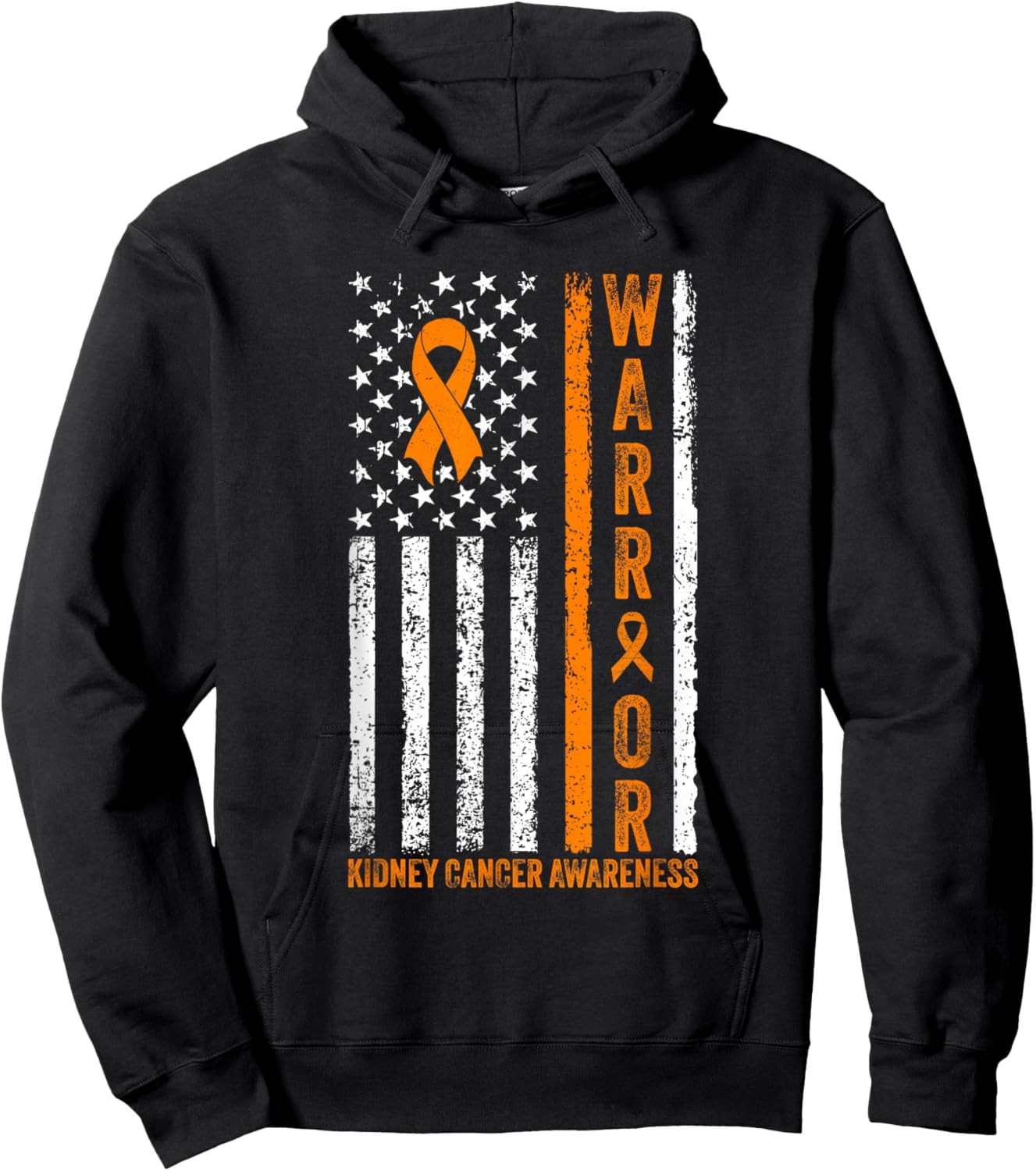 Kidney Cancer Warrior Kidney Cancer Awareness American Flag Hoodie - Hoodie | Black