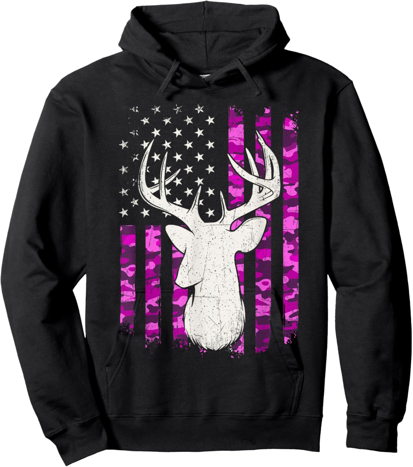 Pink Camouflage Deer - Hunting Lover Wildlife Animal Hunter Hoodie - Hoodie | Black