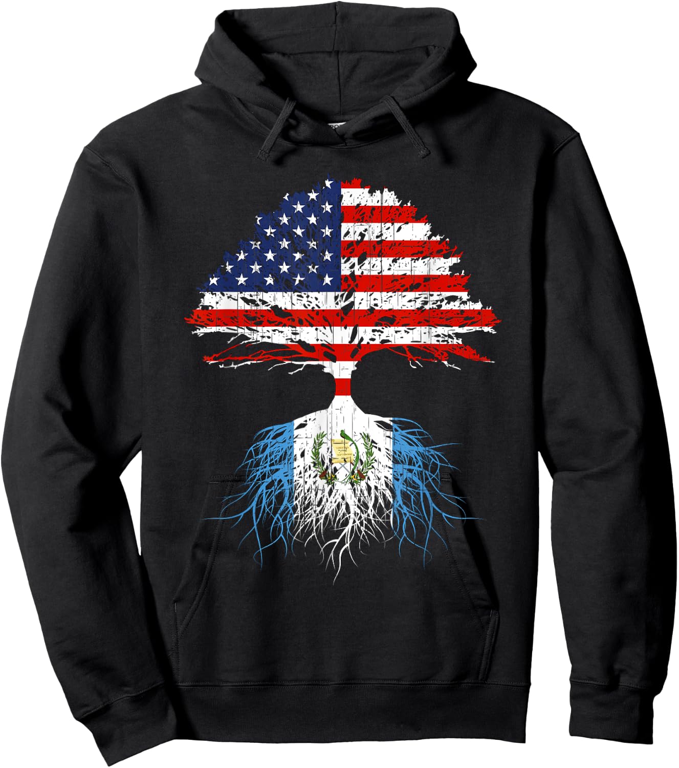 Guatemala Roots Guatemalan American Flag US Naturalization Hoodie - Hoodie | Black