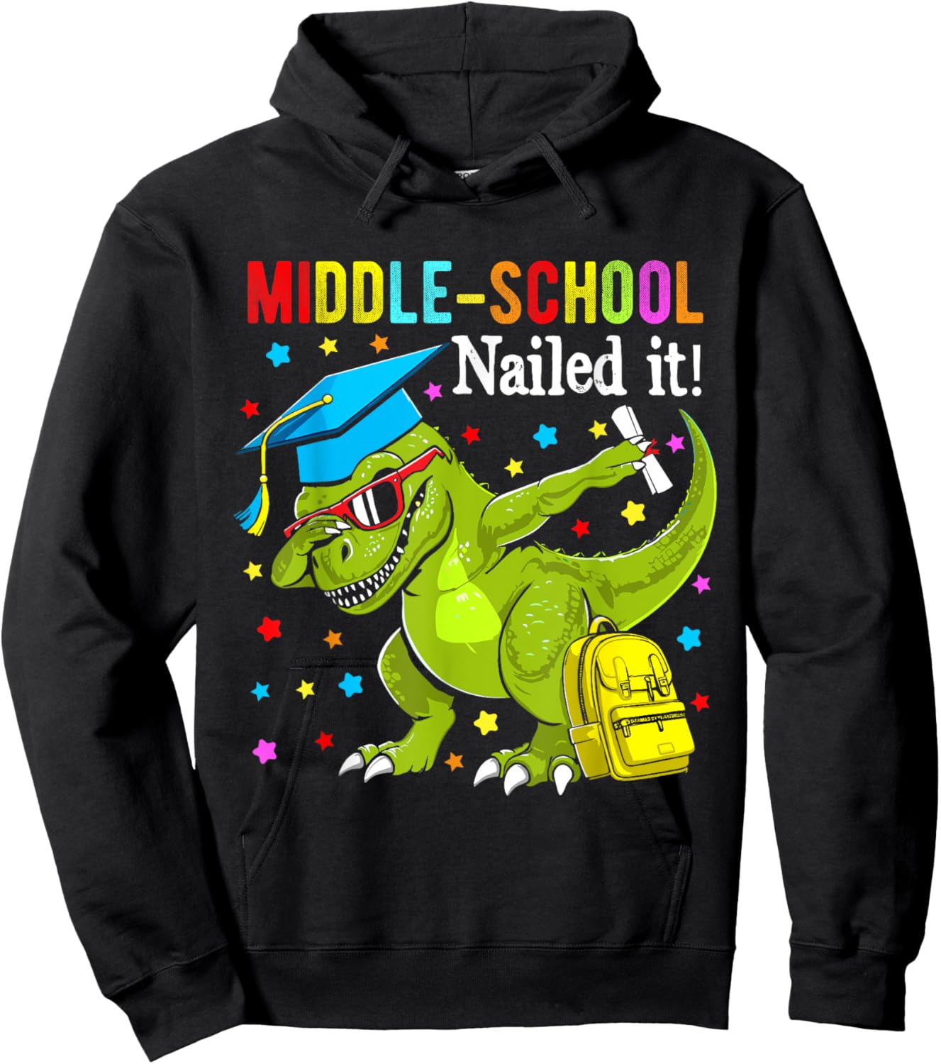 Middle school Nailed It shirt graduation dabbing unicorn Hoodie - Hoodie | Black
