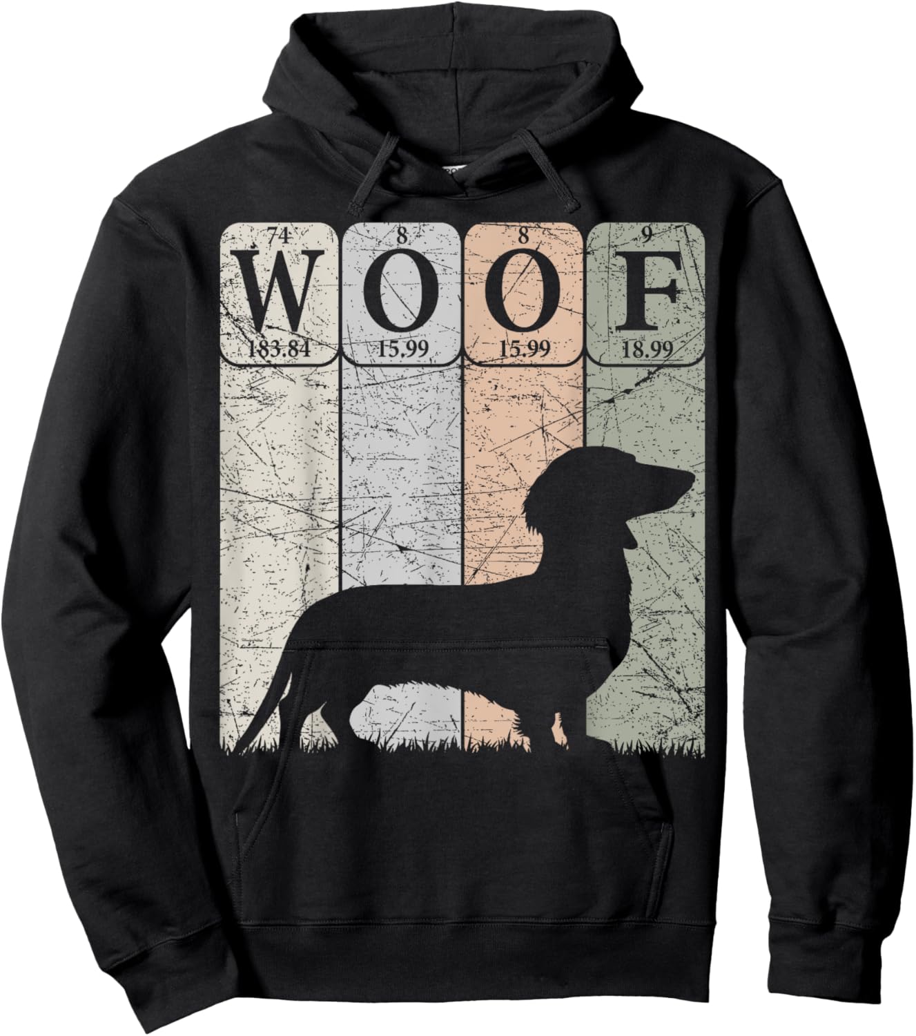Dachshund Dog Periodic Table Elements Dog Lover Woof Hoodie - Hoodie | Black