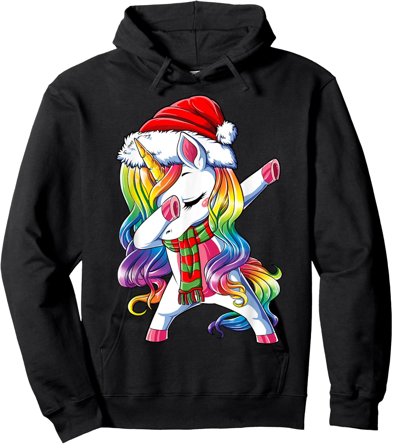 Dabbing Unicorn Santa Christmas Kids Girls Women Xmas Dab Hoodie - Hoodie | Black