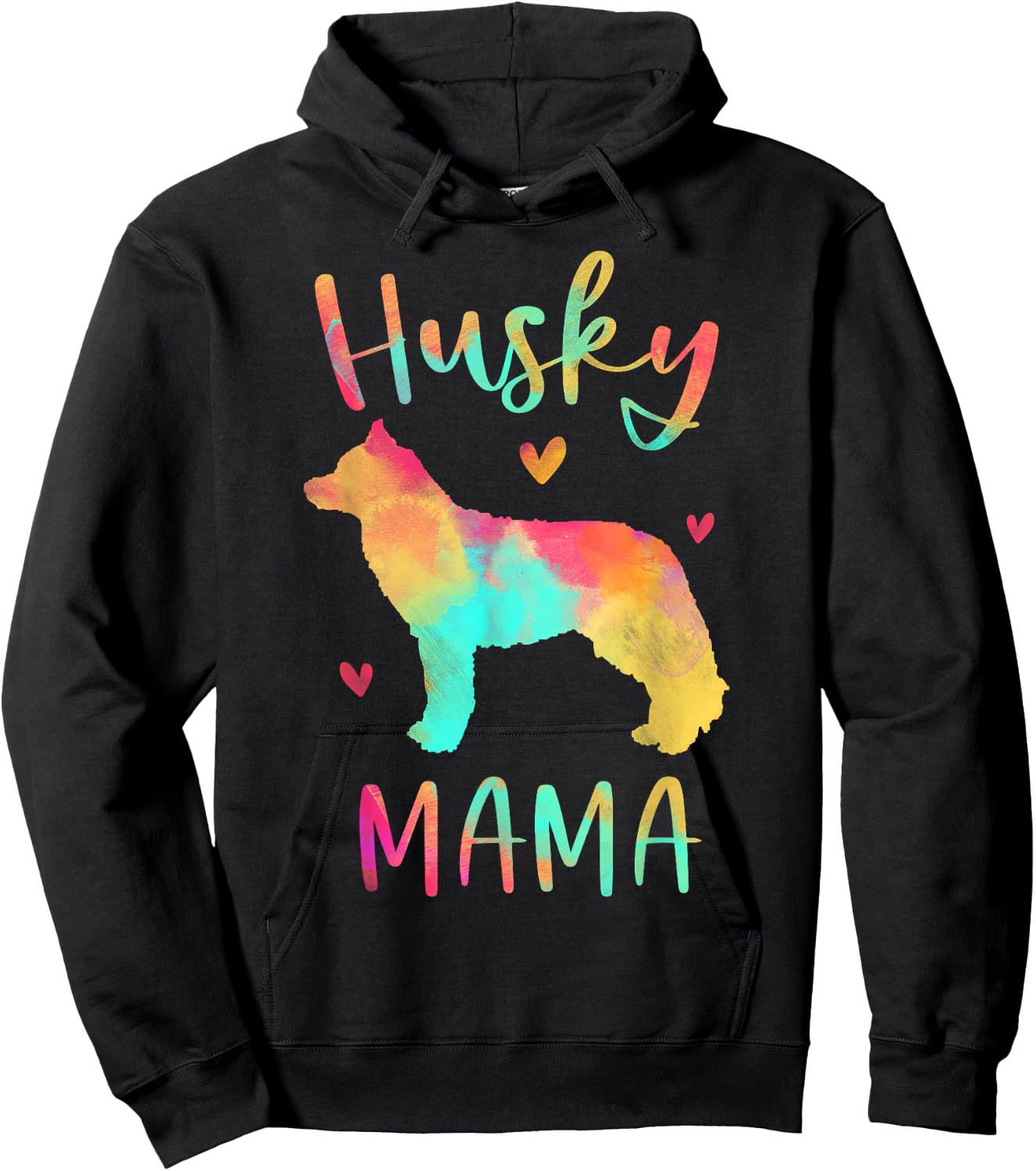Husky Mama Colorful Siberian Husky Gifts Dog Mom Hoodie - Hoodie | Black