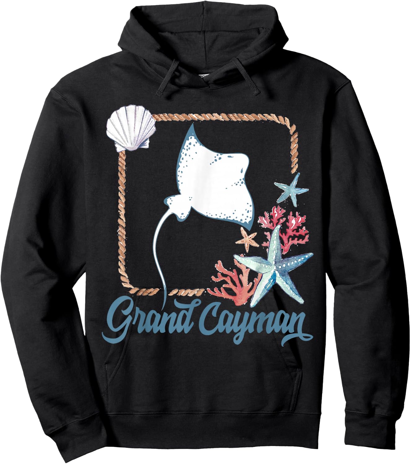 Grand Cayman Islands Turtle Tuna Stingray Blue Souvenir Gift Hoodie - Hoodie | Black