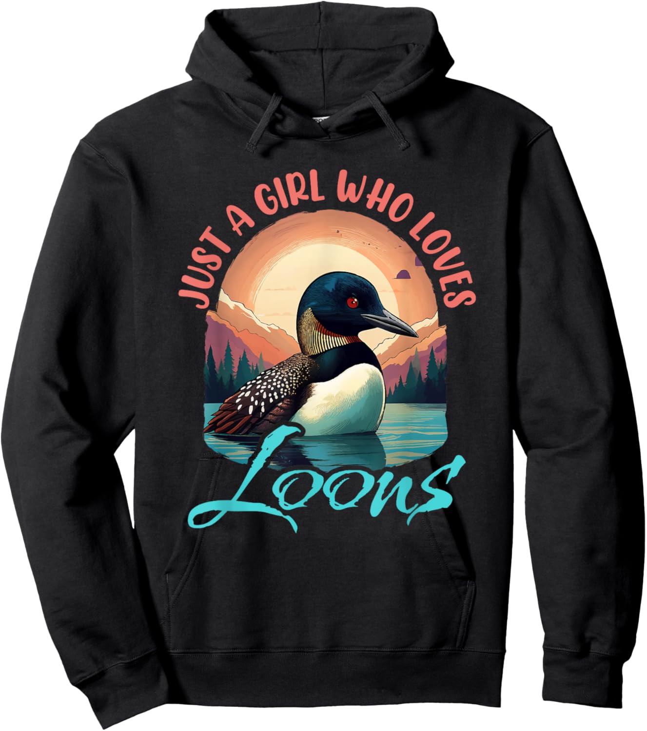 Just a Girl Who Loves Loons Bird Waterfowl Enthusiast Hoodie - Hoodie | Black