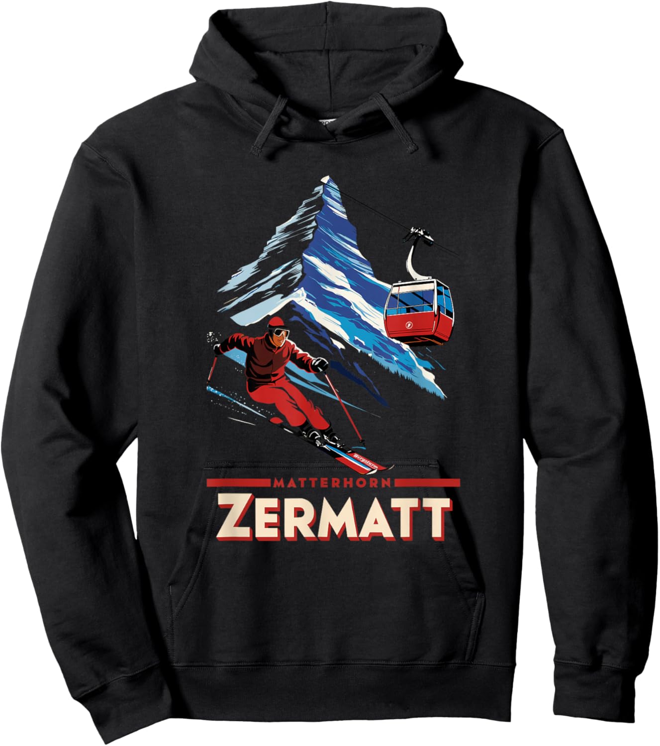 Matterhorn Ski Fun in Zermatt Alps Switzerland Hoodie - Hoodie | Black