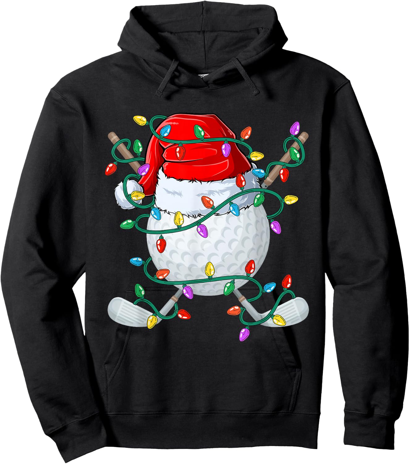 Christmas Golf Xmas Santa Sports Hat Golfer Golfing Funny Hoodie - Hoodie | Black