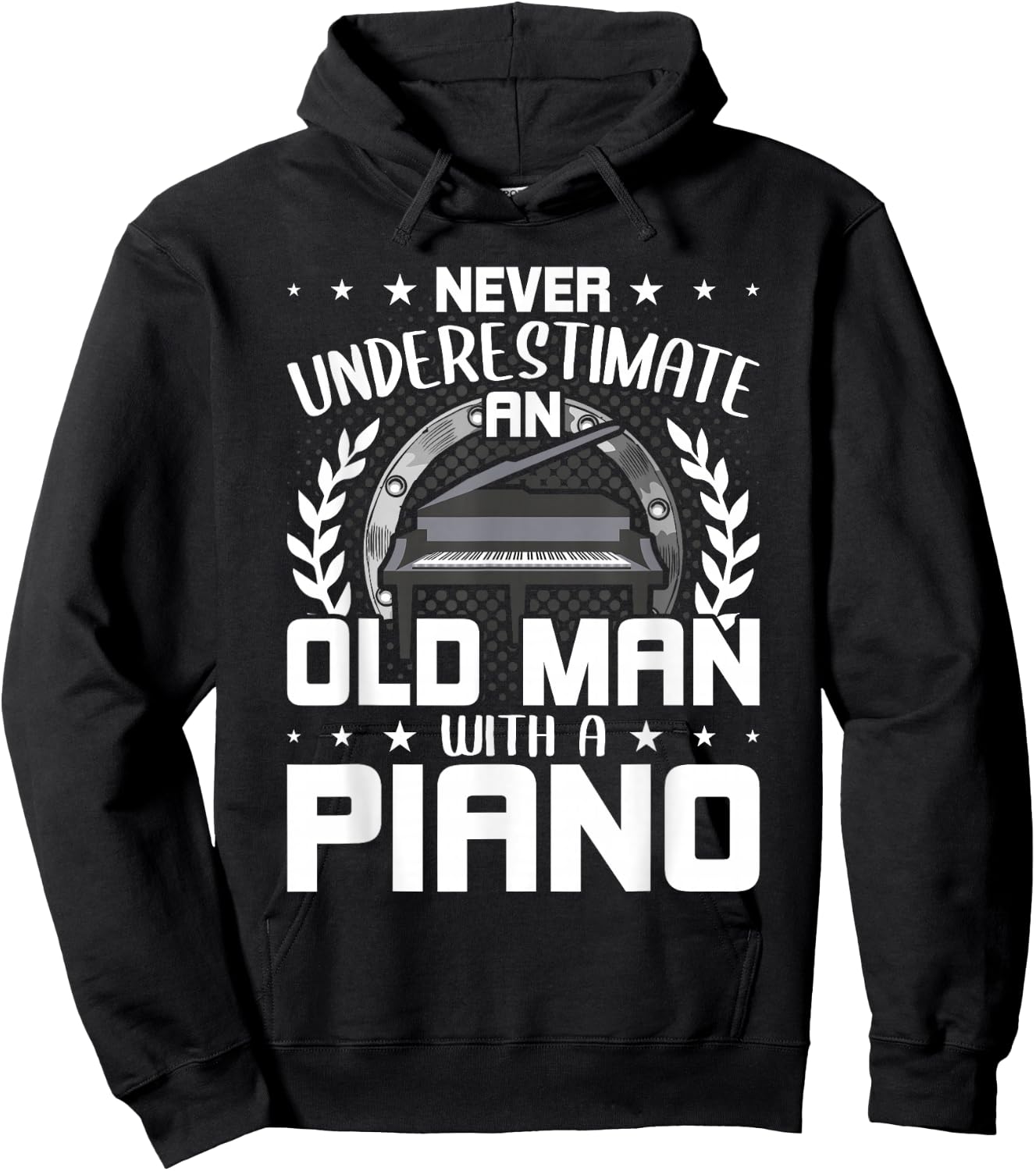 Never Underestimate An Old Man With A Piano Hoodie - Hoodie | Black