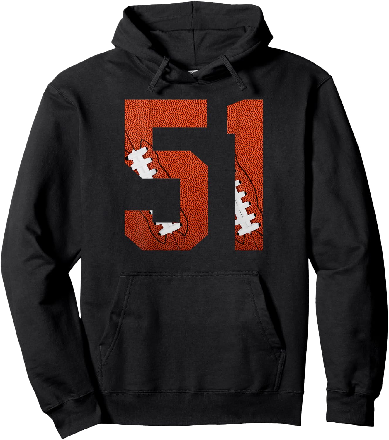 Number 51 BACKSIDE - American Football Jersey Numbered Hoodie - Hoodie | Black