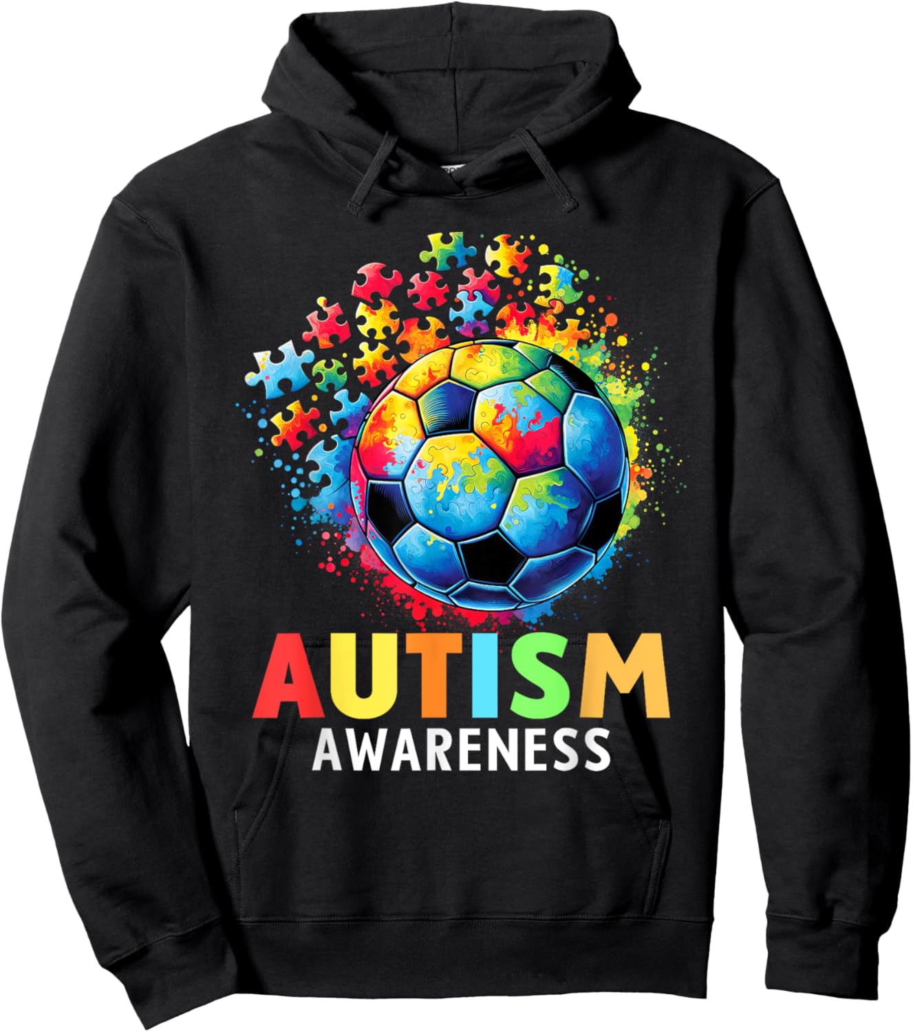 Autism Soccer Ball Autistic Autism Awareness Colorful Hoodie - Hoodie | Black