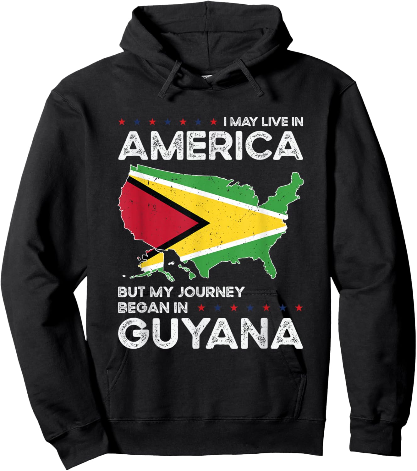 Guyanese American Patriot USA Grown Guyana US Flag Hoodie - Hoodie | Black