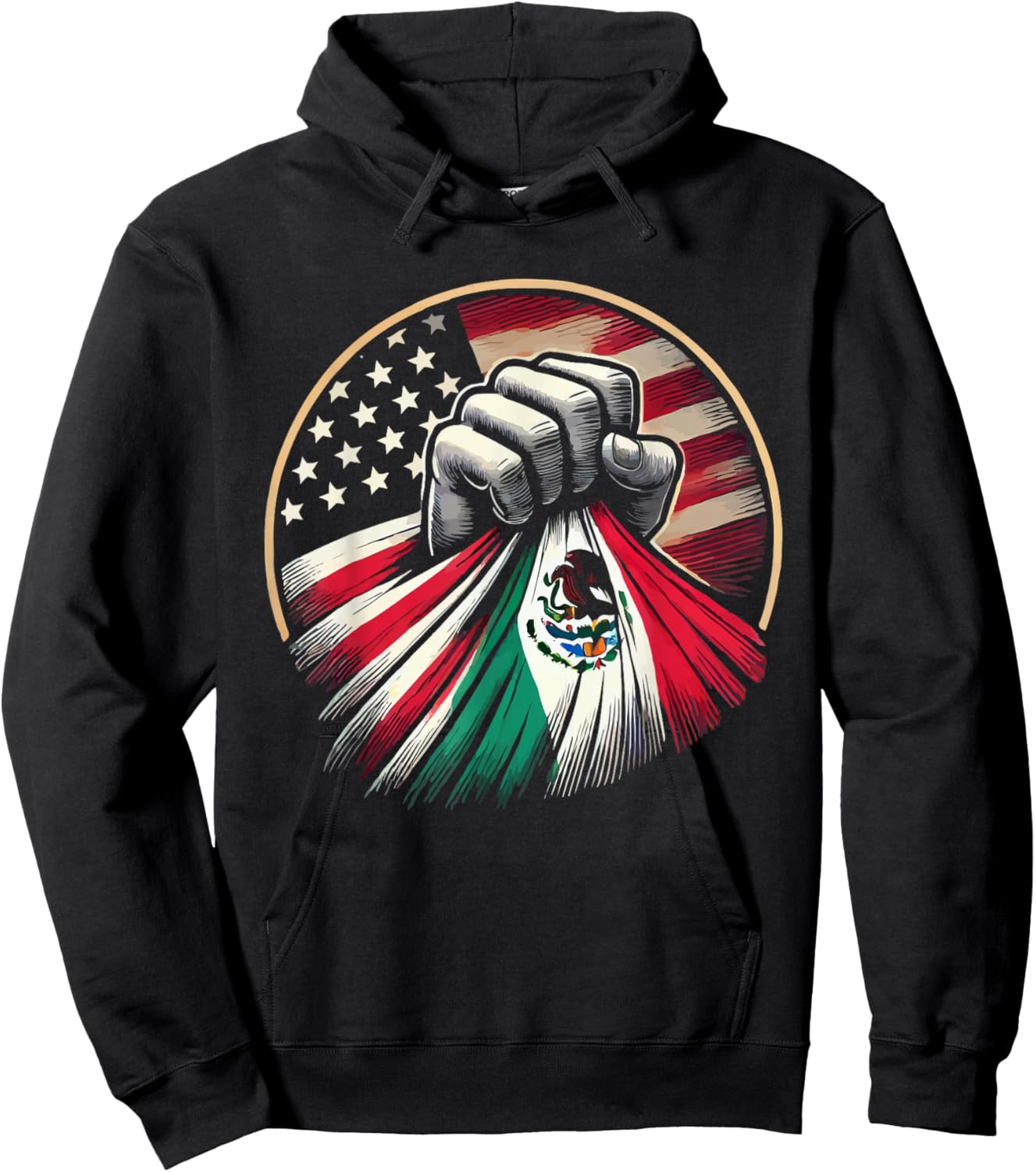 Half Mexican Half American USA Flag Mexico America Hoodie - Hoodie | Black