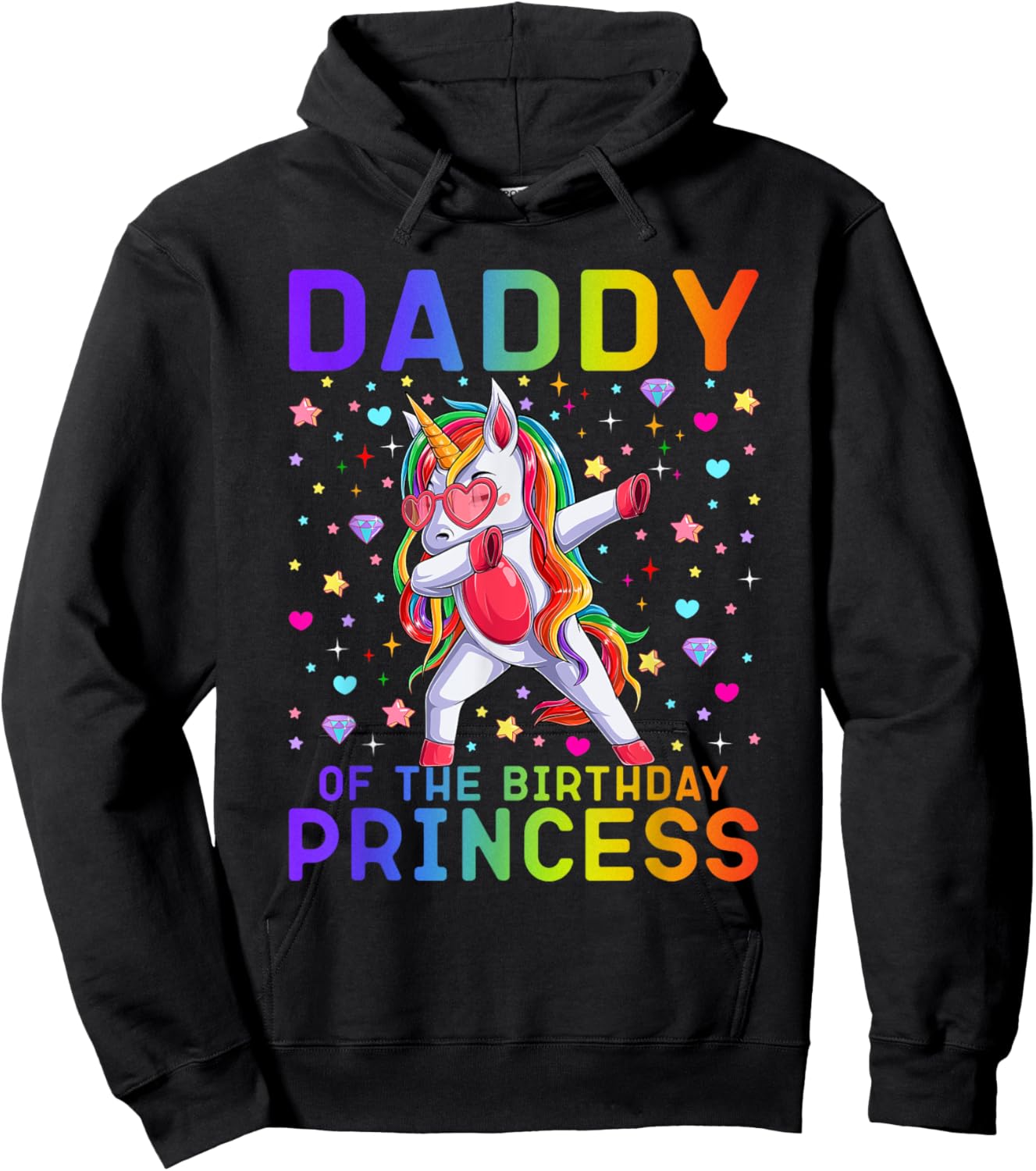 Daddy of the Birthday Princess Girl Dabbing Unicorn Dadacorn Hoodie - Hoodie | Black
