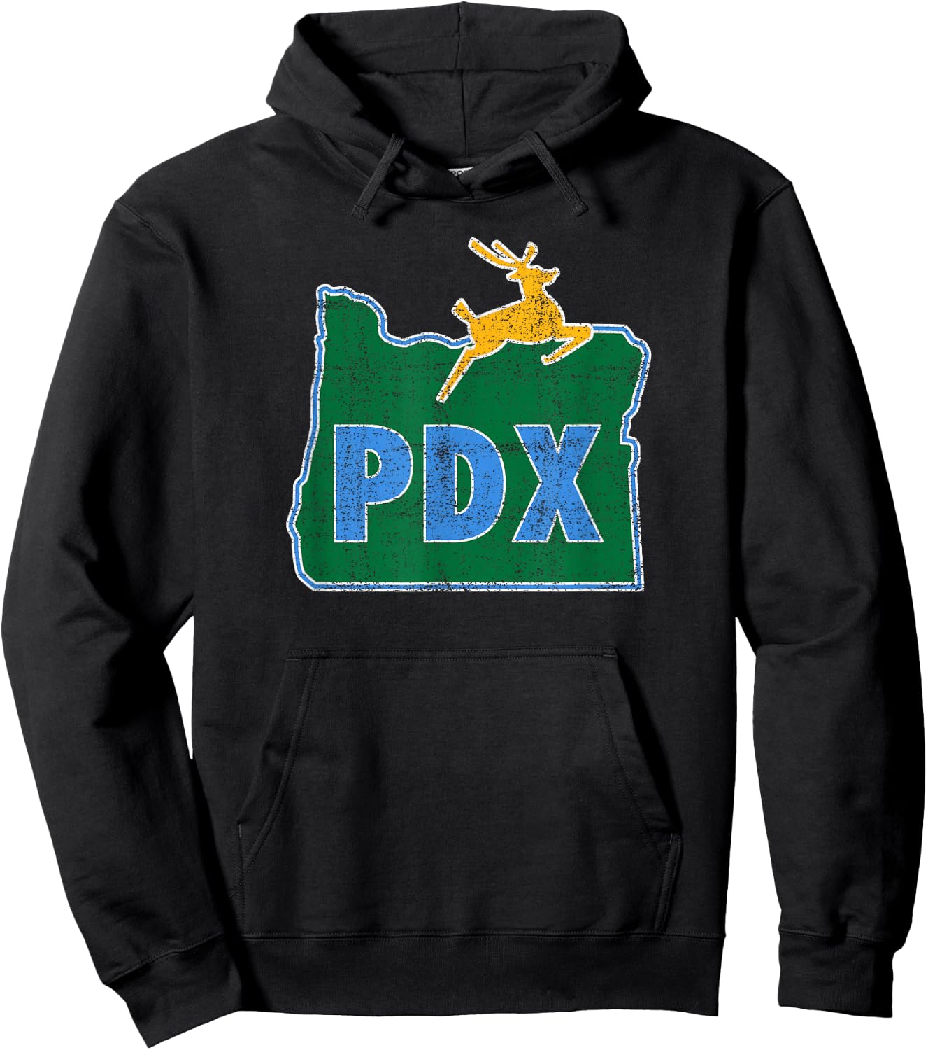 Portland Oregon Sign: PDX Flag Distressed - Portland Oregon Hoodie - Hoodie | Black