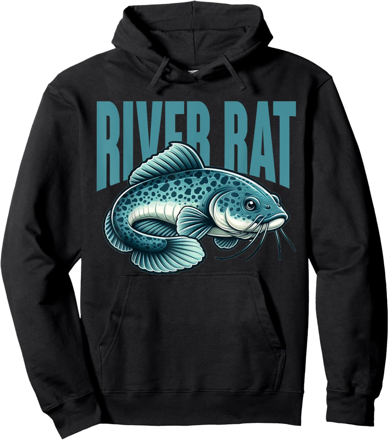 River Rat Catfish Fishing Fish Fisherman Hoodie - Hoodie | Black