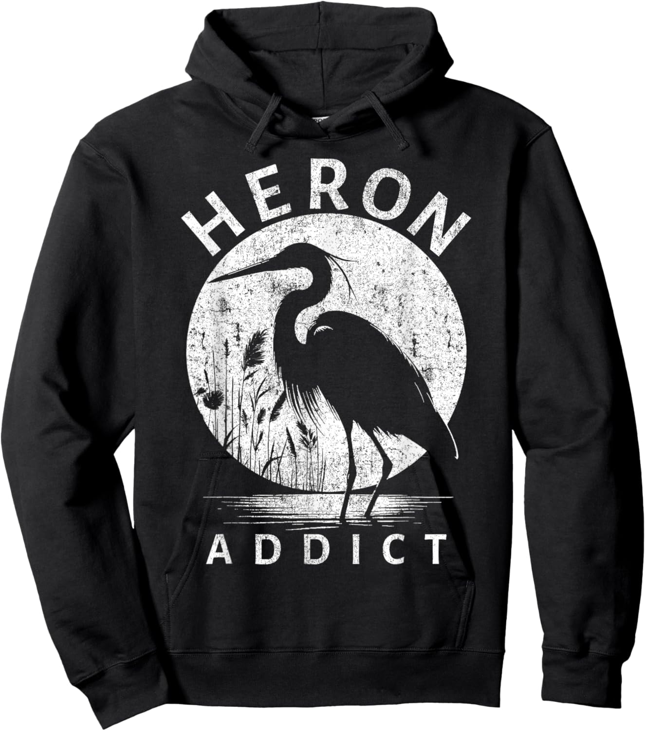 Heron Addict Blue Heron Birding Hoodie - Hoodie | Black