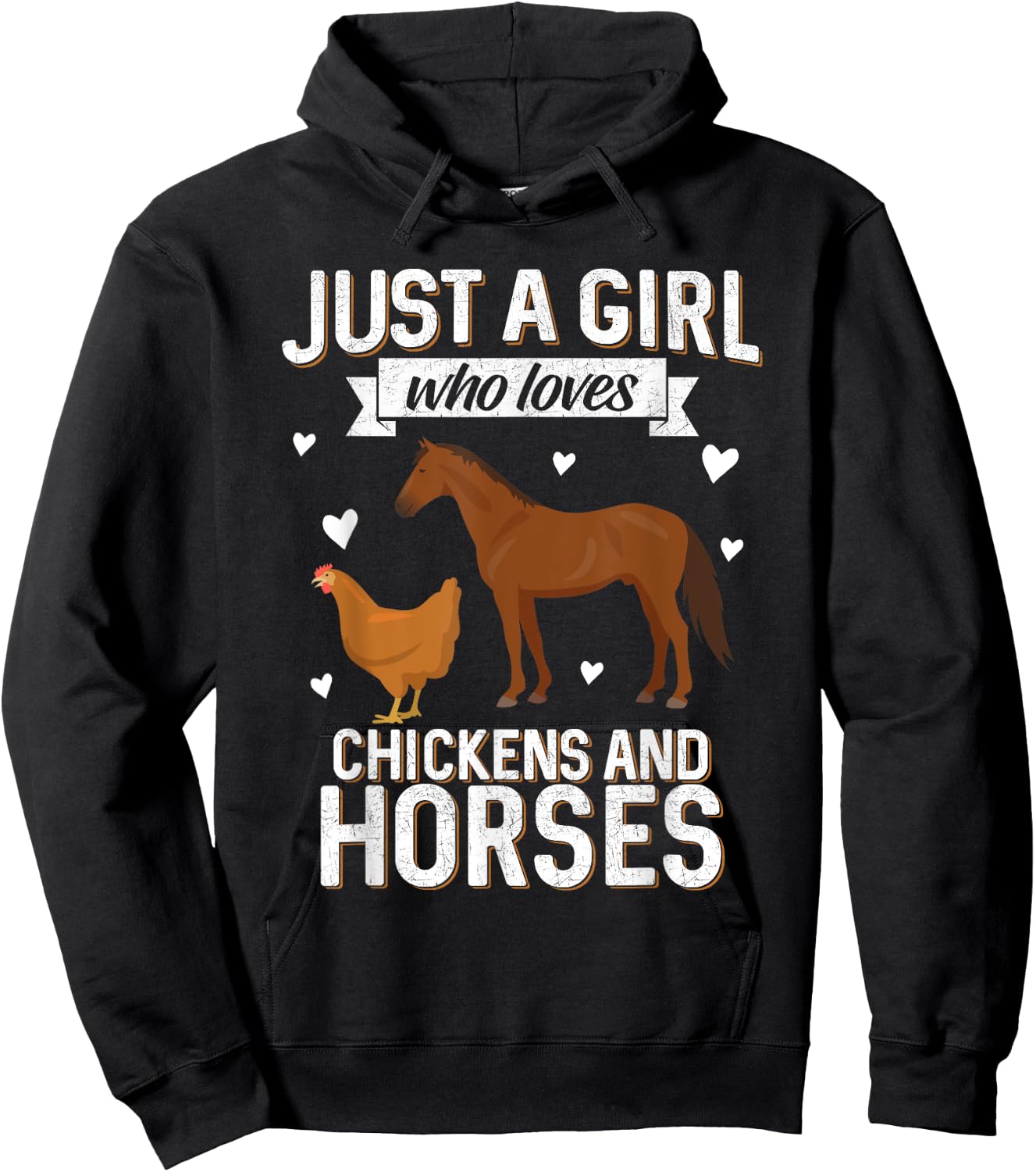 Just A Girl Who Loves Chickens Horse Lover Women Farmer Hoodie - Hoodie | Black