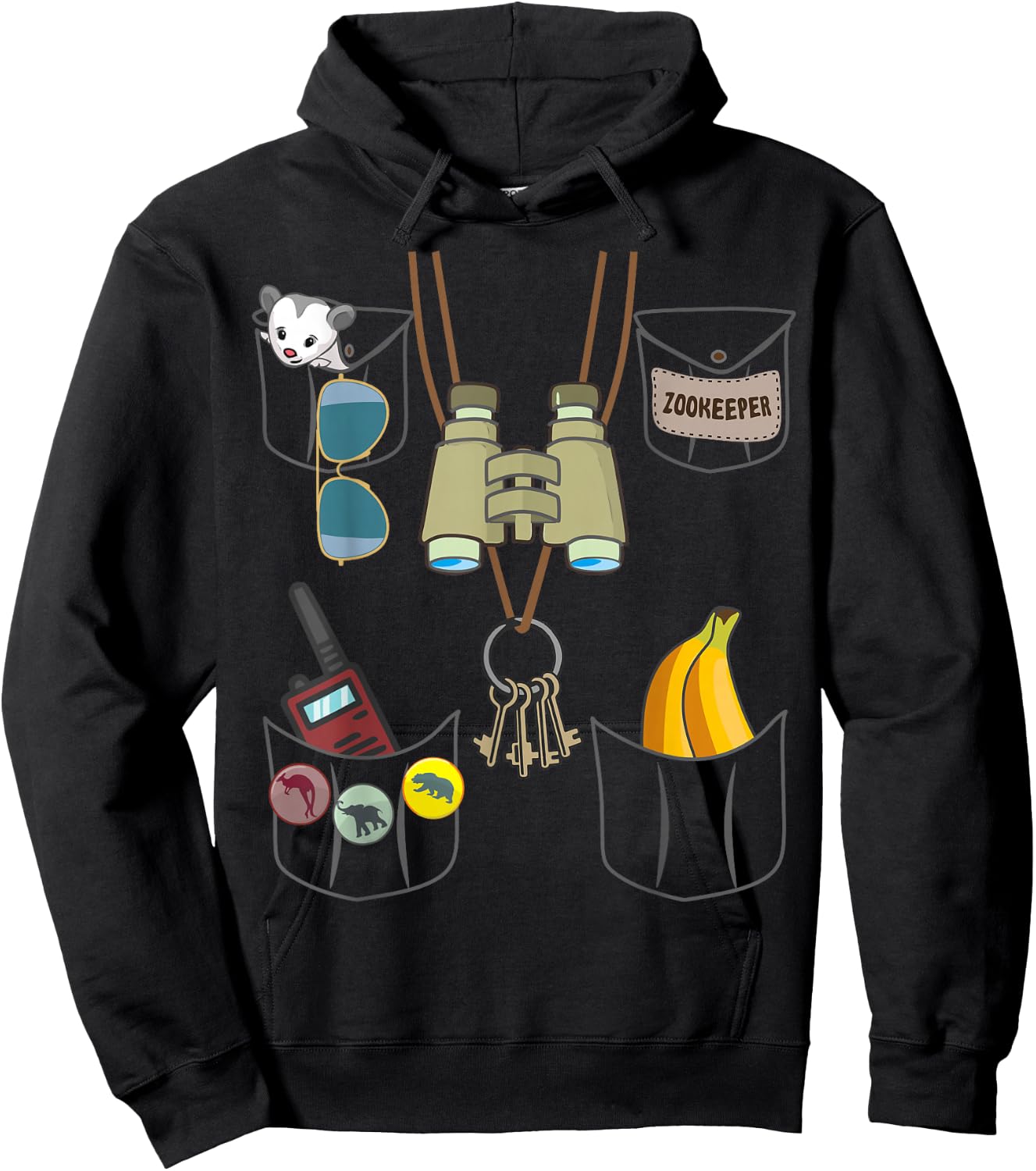 Zookeeper Halloween Jungle Safari Explorer Imitation Costume Hoodie - Hoodie | Black