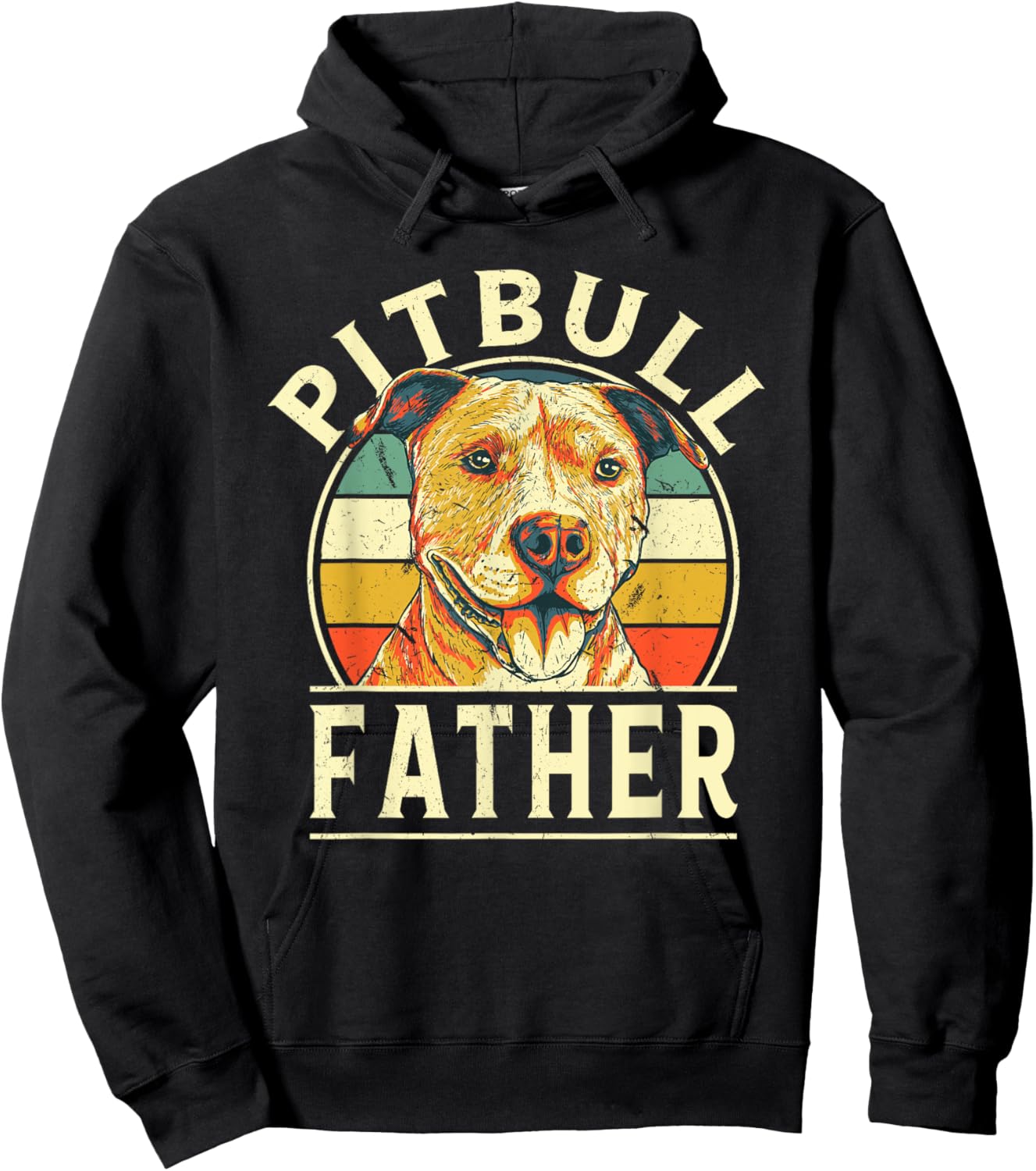 Pitbull Father Retro Dad Vintage Daddy Dog Breed Dog Theme Hoodie - Hoodie | Black