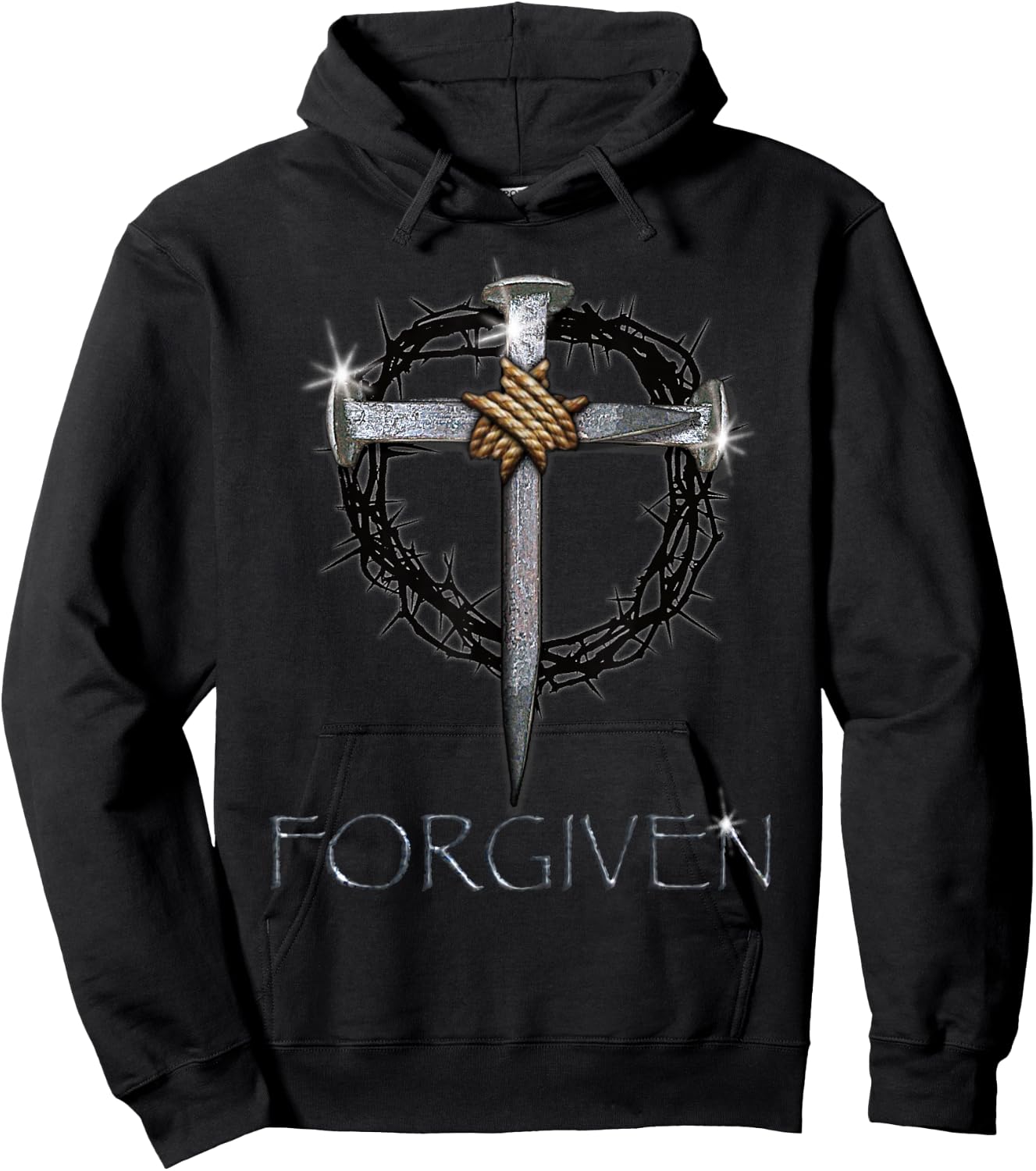 Forgiven - 3 Nails, crown of thorns Hoodie - Hoodie | Black