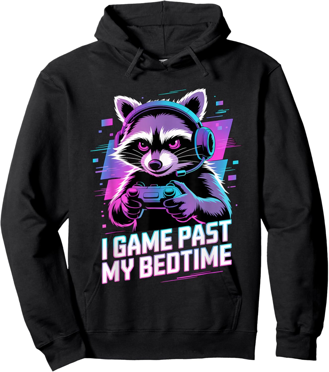 Raccoon Gaming I Game Past My Bedtime Hoodie - Hoodie | Black