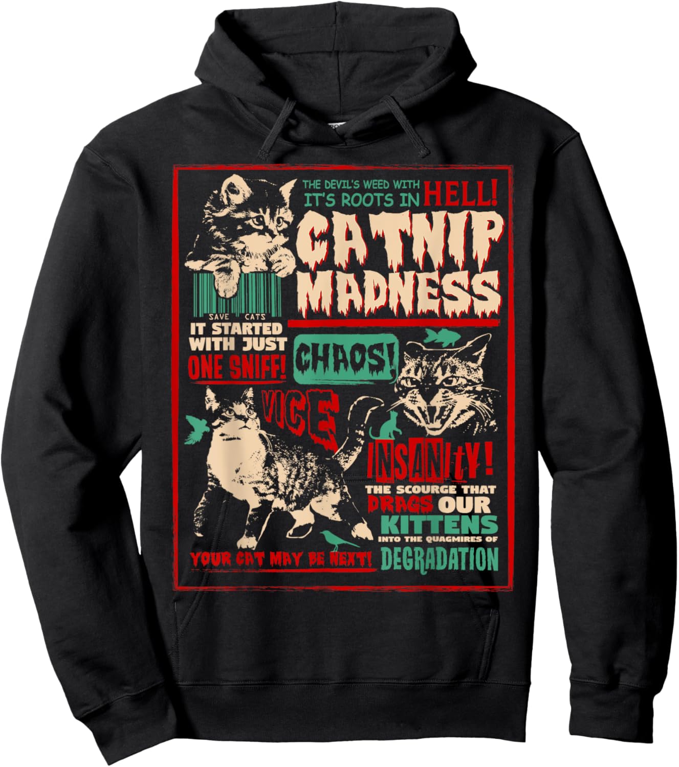 Catnip Madness Cute Kitten Cat Lover Gift Cat Owners Hoodie - Hoodie | Black