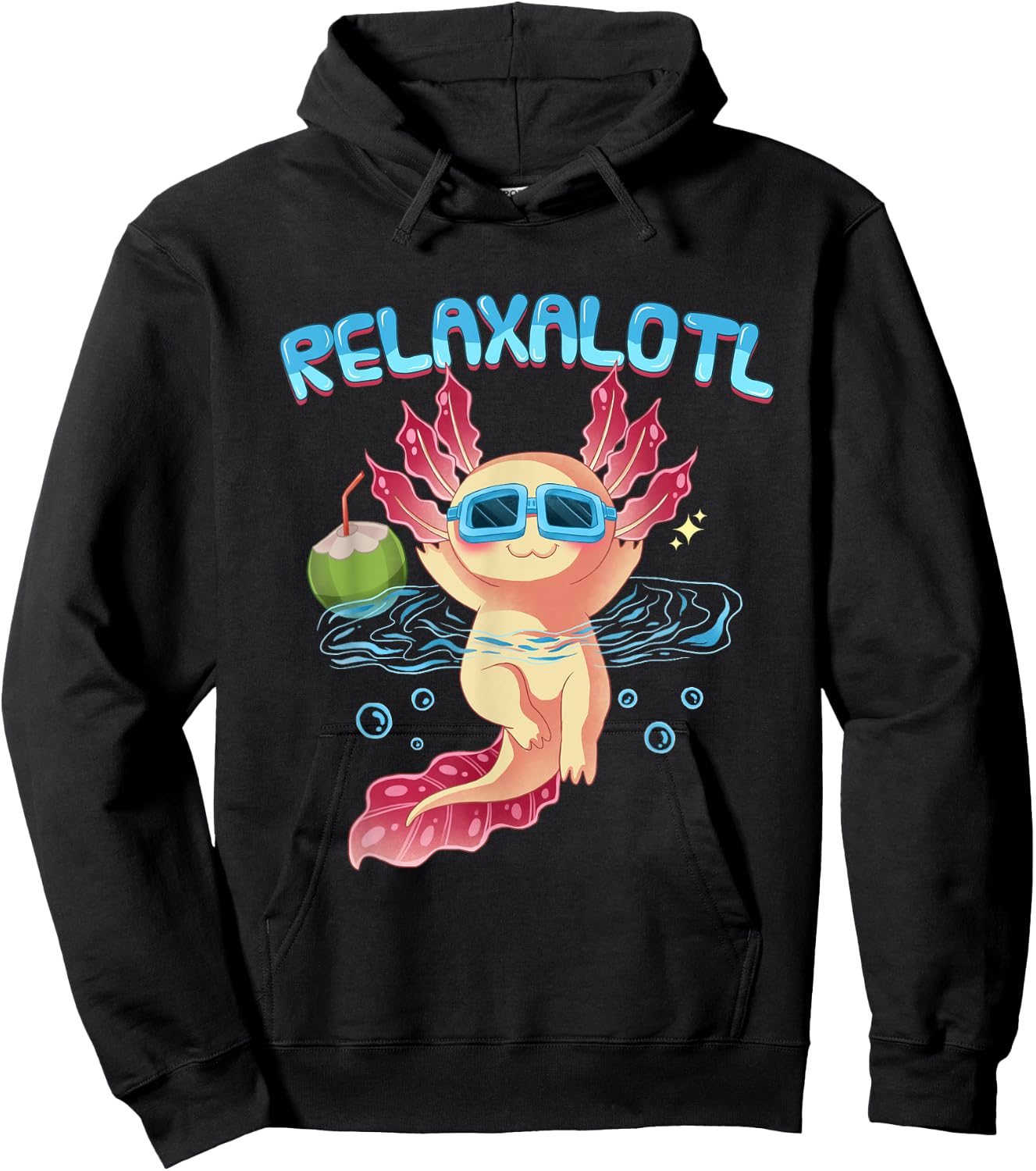 Relaxalotl Axolotl Vacation Trip Beach Swimming Hoodie - Hoodie | Black