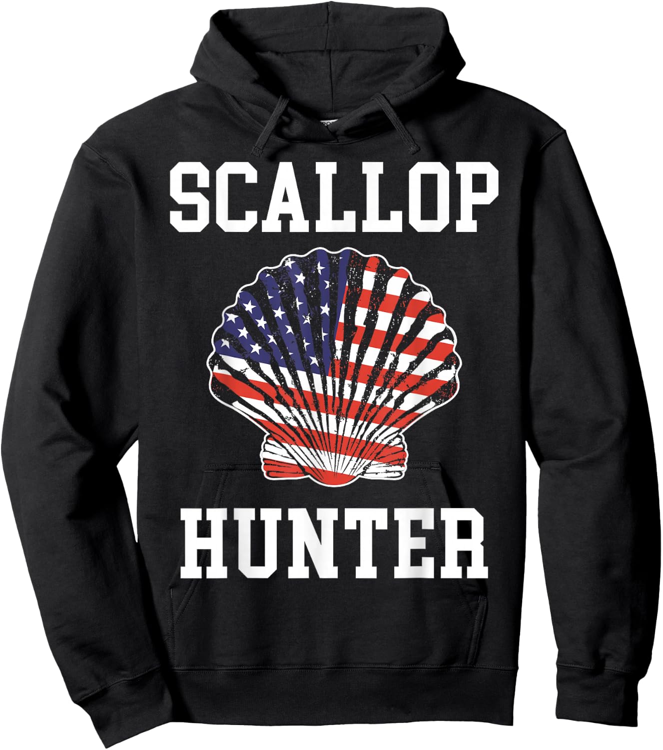 American Flag Scallop Hunter Hunting Scalloping Hoodie - Hoodie | Black