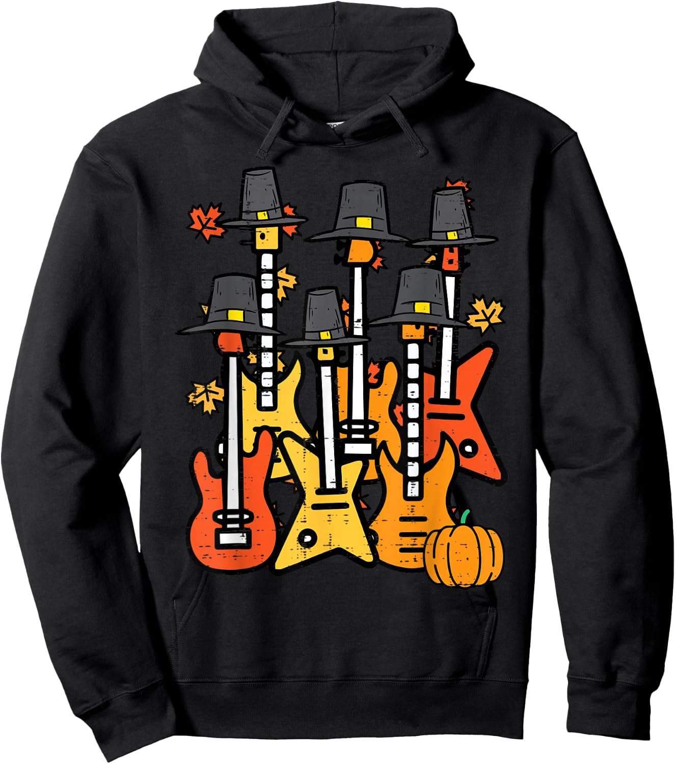 Thanksgiving Guitars Fall Rock Music Riocker Men Boys Kids Hoodie - Hoodie | Black