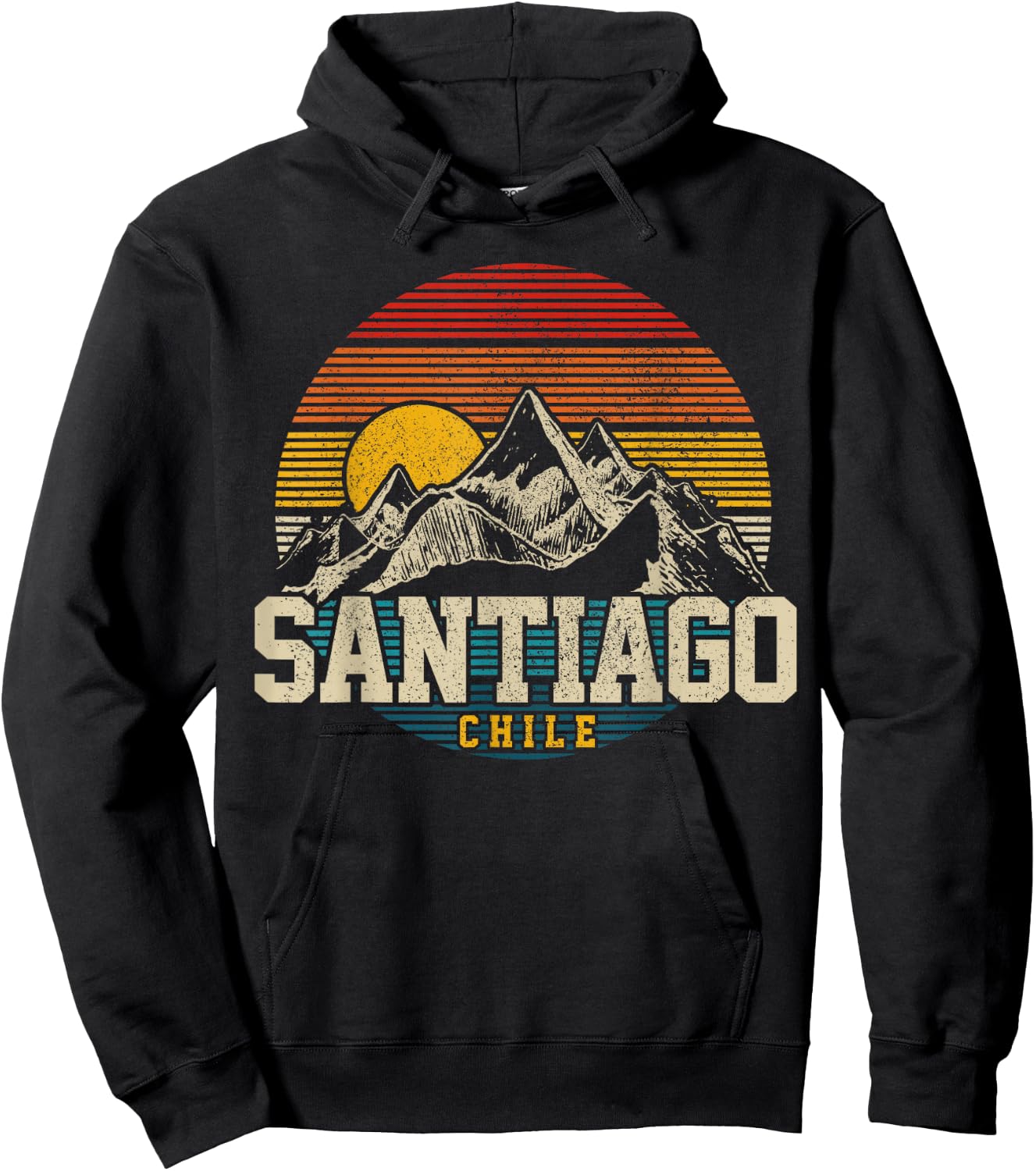 Santiago Chile Vintage Mountains Retro Souvenir Gift Hoodie - Hoodie | Black