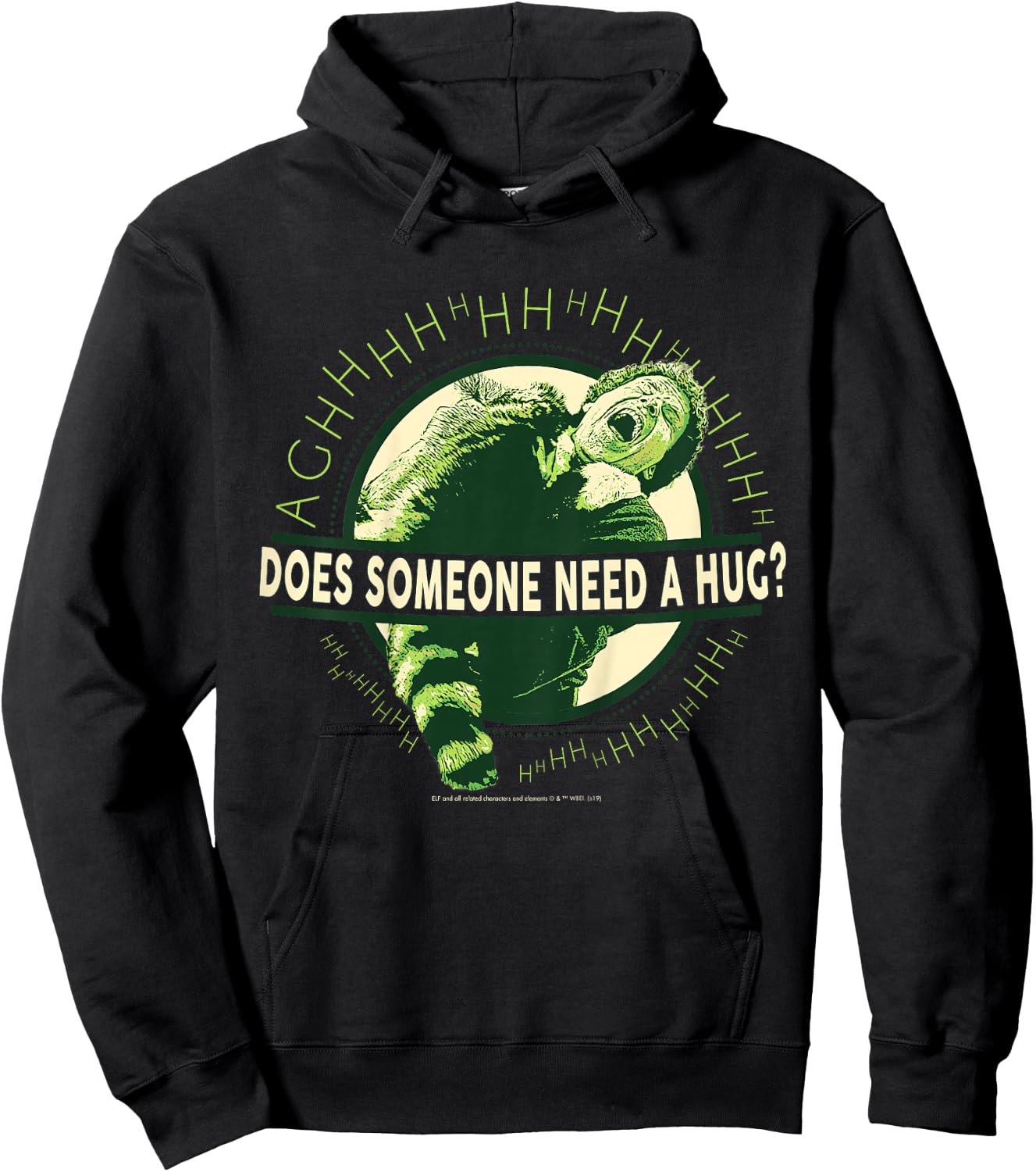 Elf Buddy Hugs Raccoon Text Poster Hoodie - Hoodie | Black