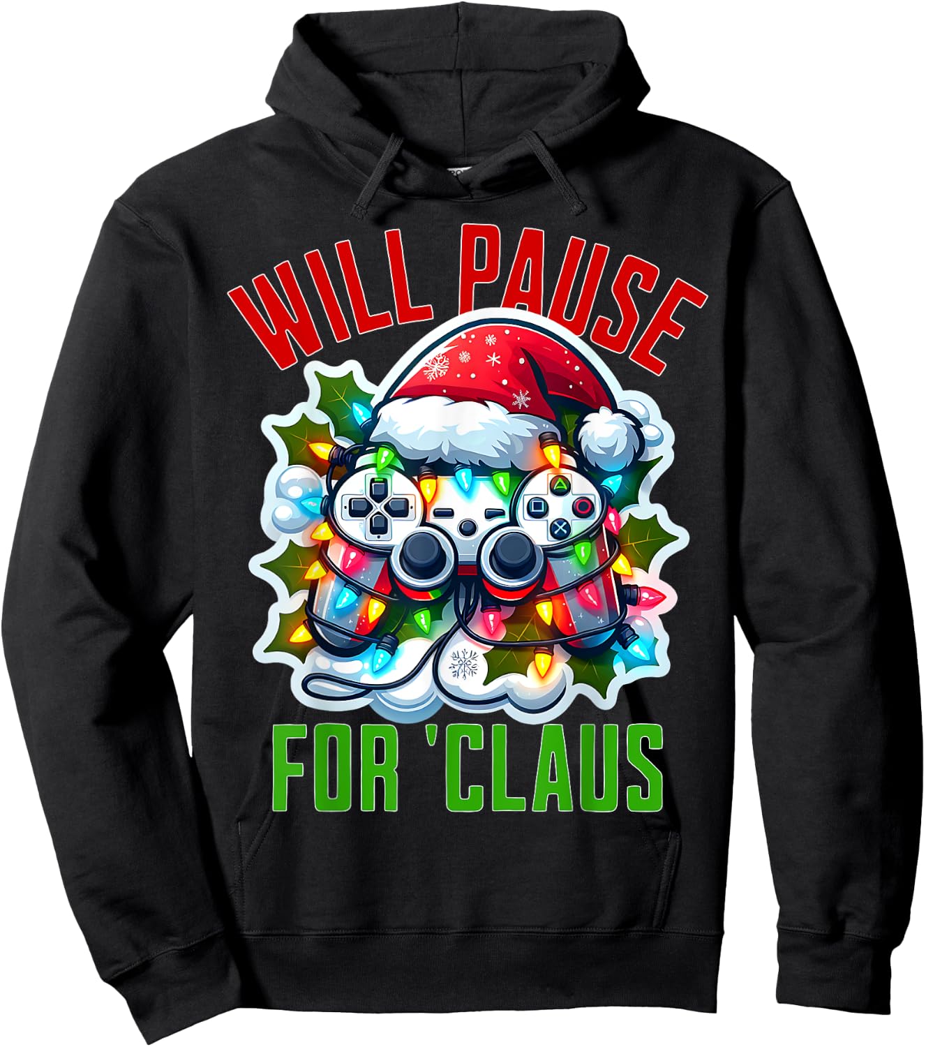 Funny Gamer Christmas Boys Teens Gaming Xmas Kids Video Game Hoodie - Hoodie | Black