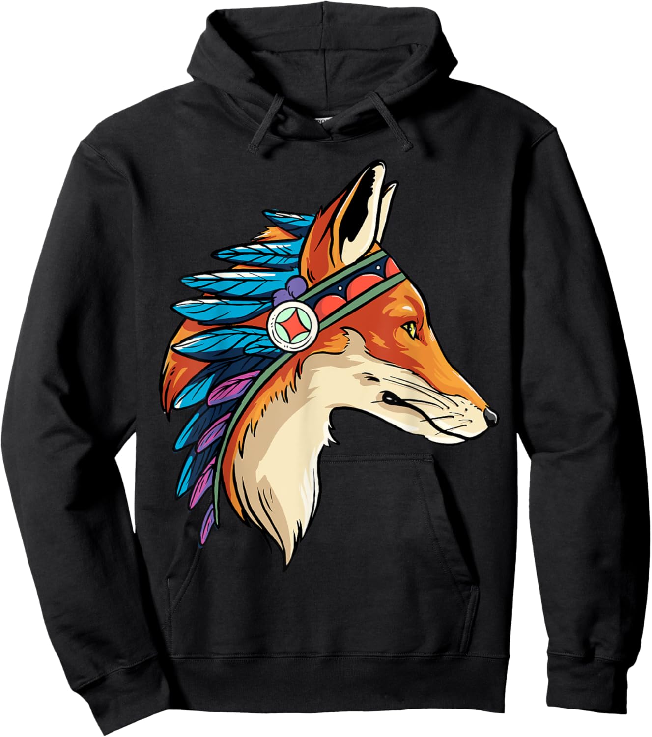 Native American Fox Chief Tribe Warrior Indigenous Headdress Hoodie - Hoodie | Black