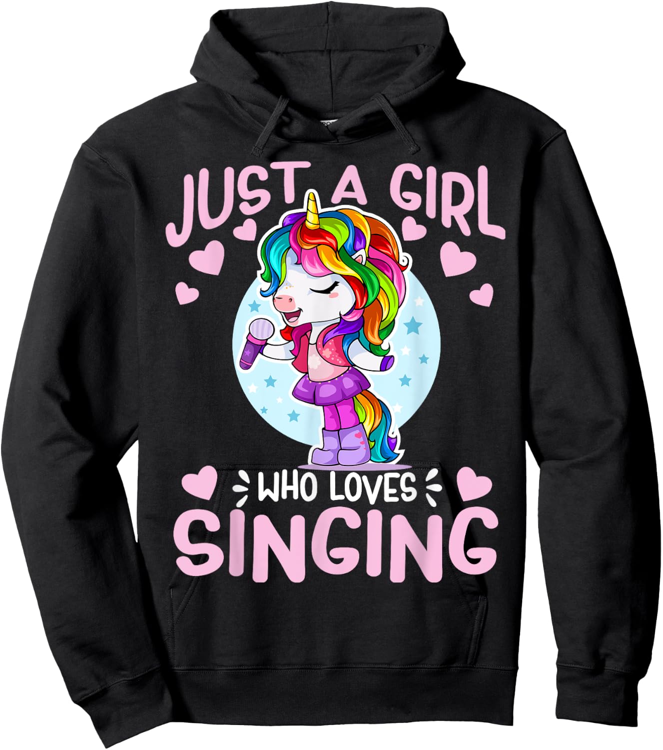 Just A Girl Who Loves Singing Funny Karaoke Singer Unicorn Hoodie - Hoodie | Black