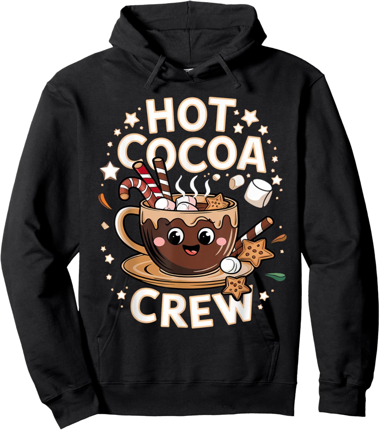 Hot Cocoa Crew Cozy Winter Holiday Team Xmas Matching Hoodie - Hoodie | Black