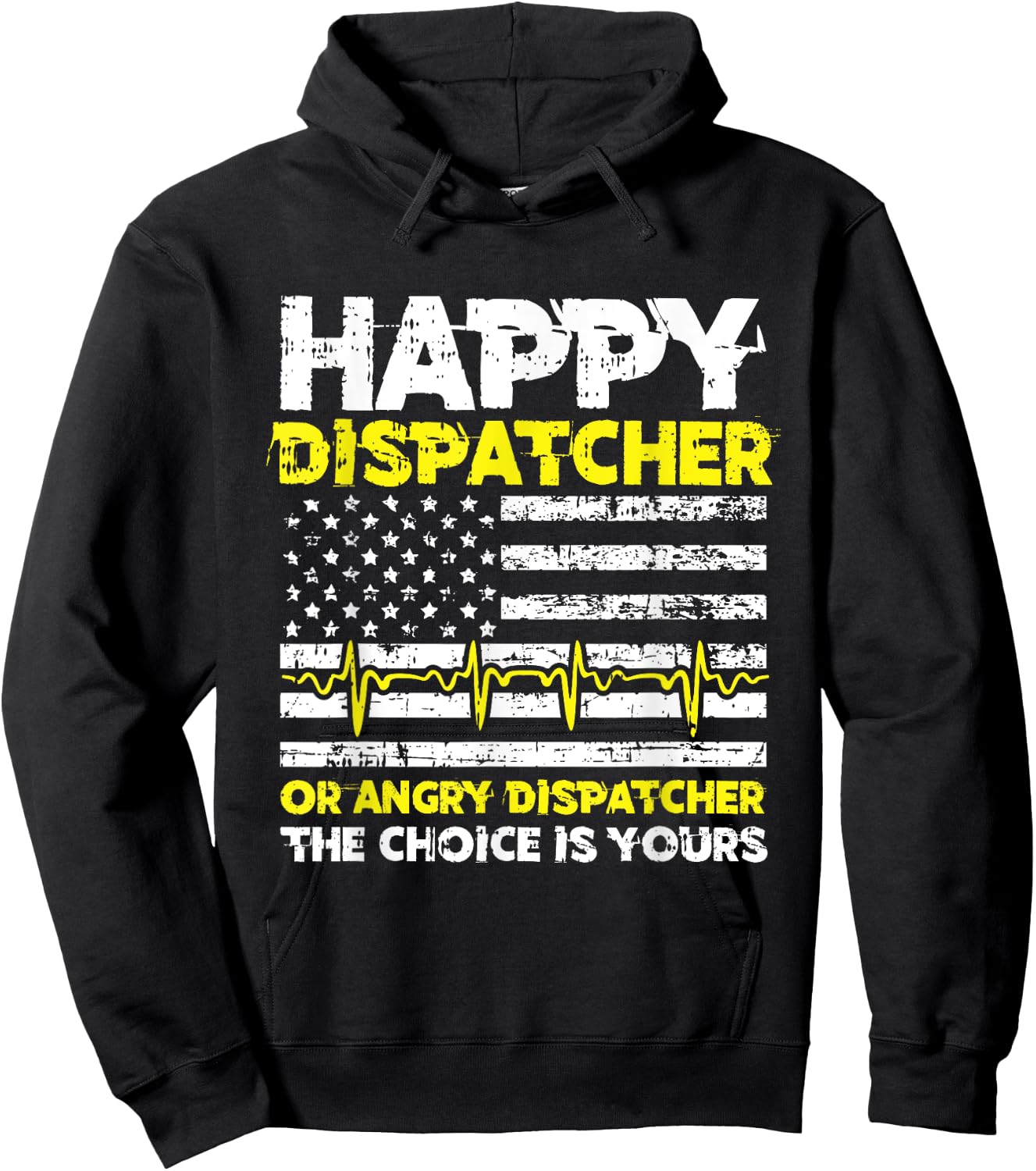 American Flag 911 Operator Dispatch-er Police Fire EMS Gift Hoodie - Hoodie | Black