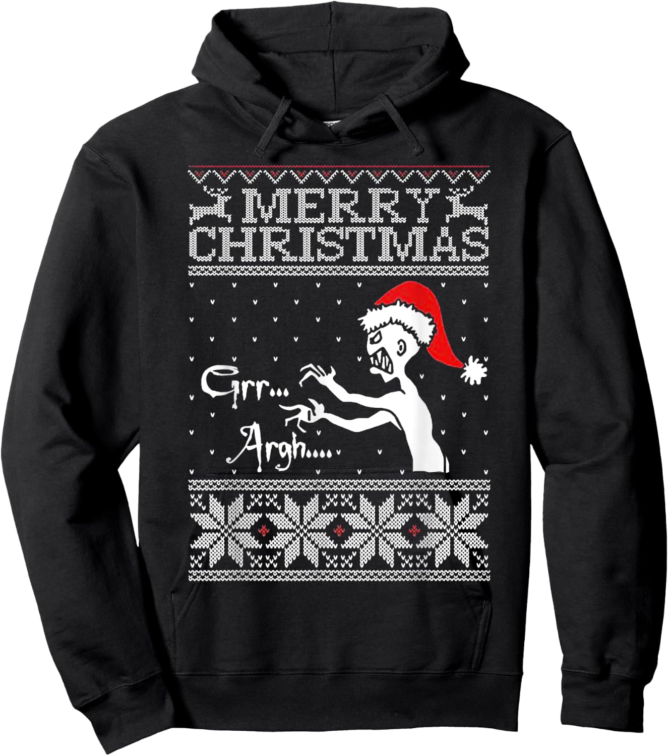 Merry Christmas Grr Argh Ugly Zombie Santa Hoodie - Hoodie | Black