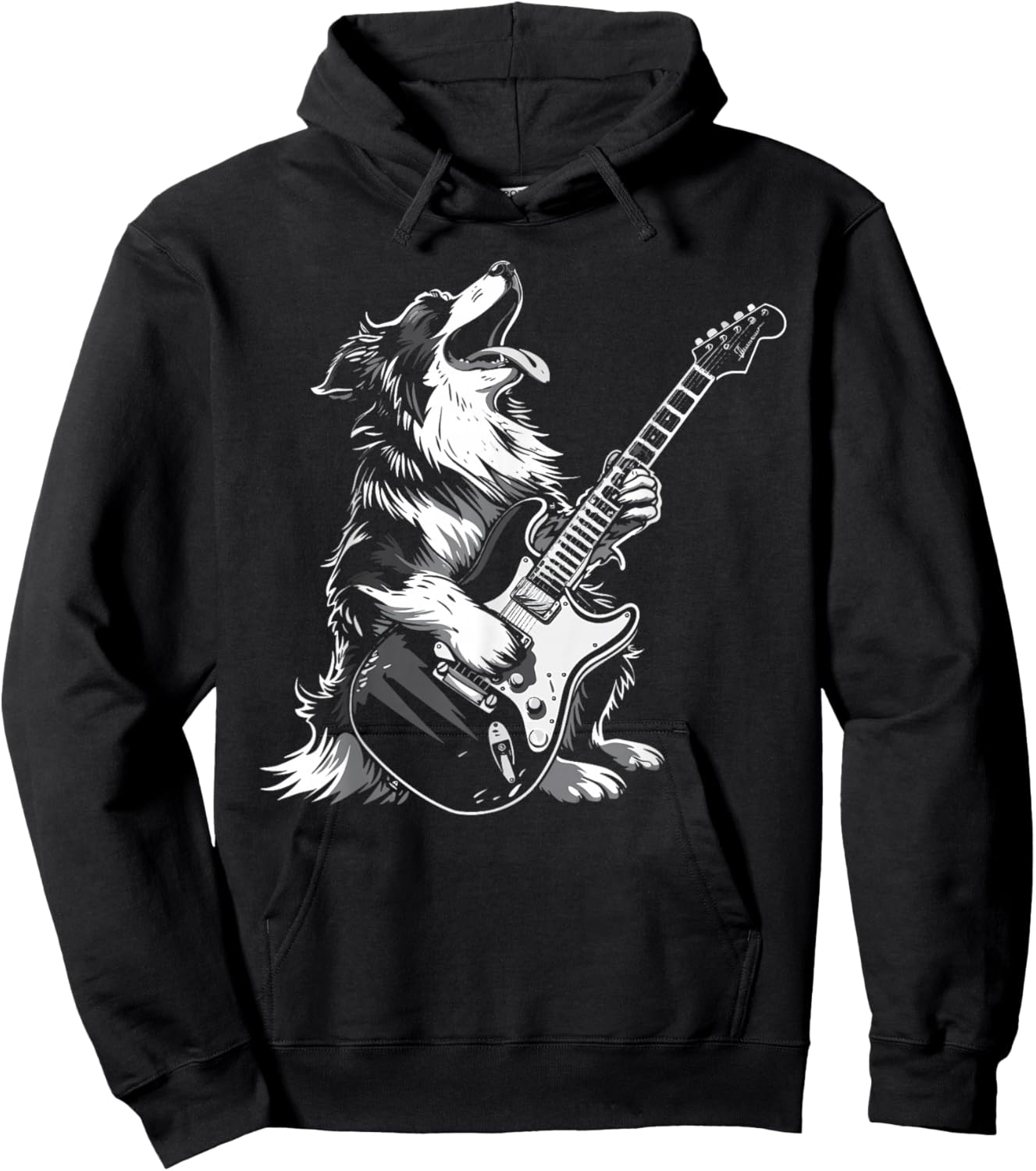 Dog Guitarist Guitar - Australian Shepherd Dad Mom Hoodie - Hoodie | Black