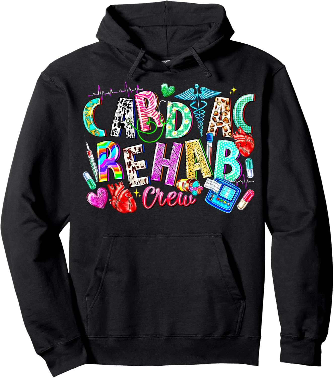 Cardiac Rehab Crew Nurse Cardiologist Nursing EKG Technician Hoodie - Hoodie | Black