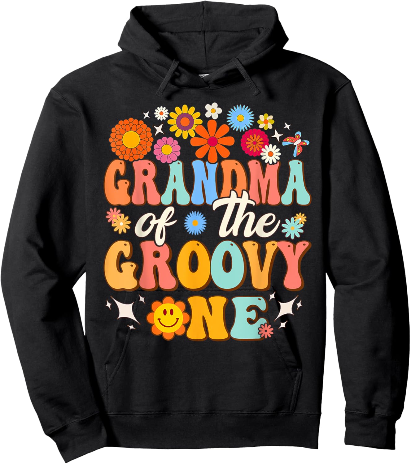 Retro Grandma of Groovy One Matching Family 1st Birthday Hoodie - Hoodie | Black