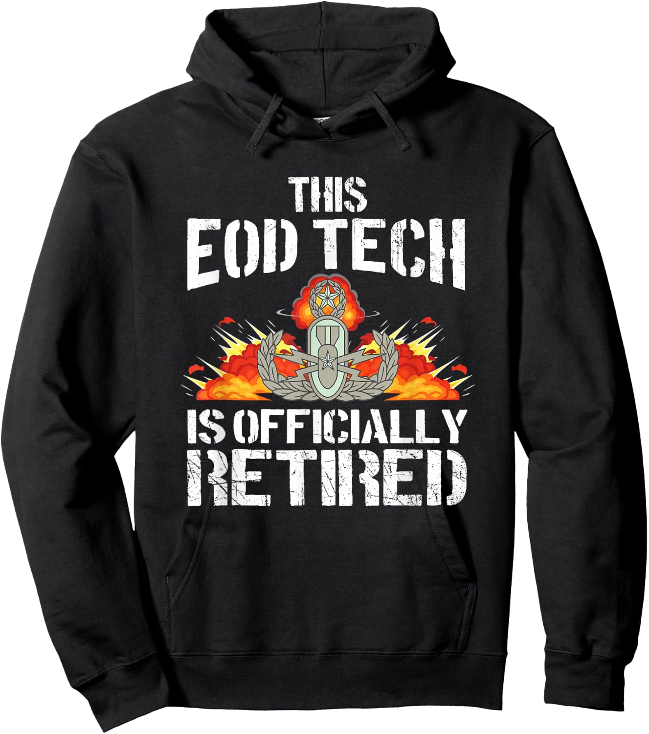 Retired EOD Tech Explosive Ordnance Disposal Master Badge Hoodie - Hoodie | Black