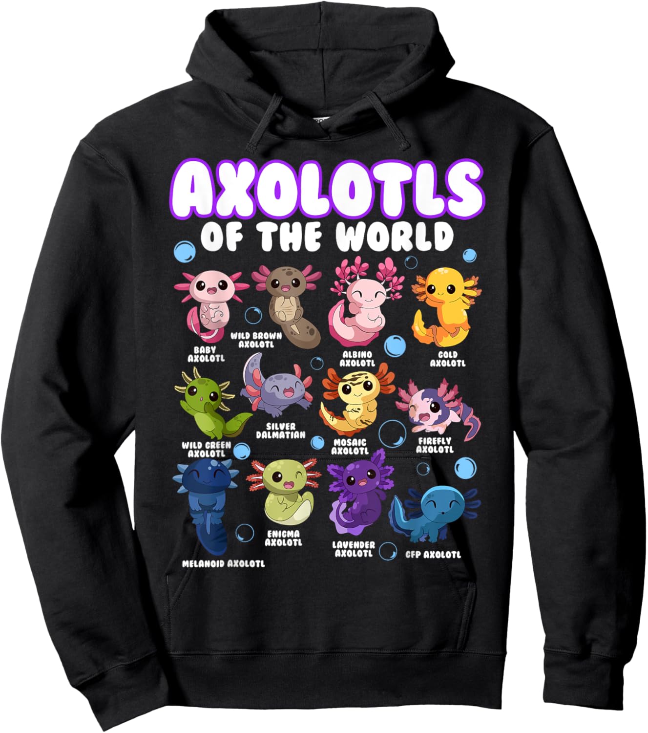 Axolotl Shirt Cute Axolotls Animals of the World Herpetology Hoodie - Hoodie | Black