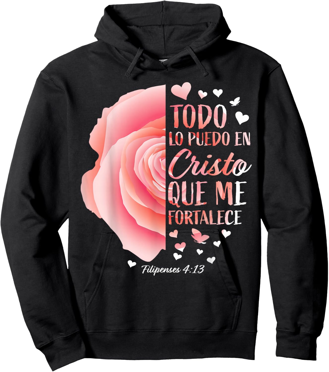 Christian Gifts Women Spanish Bible Verse Sayings Religious Hoodie - Hoodie | Black
