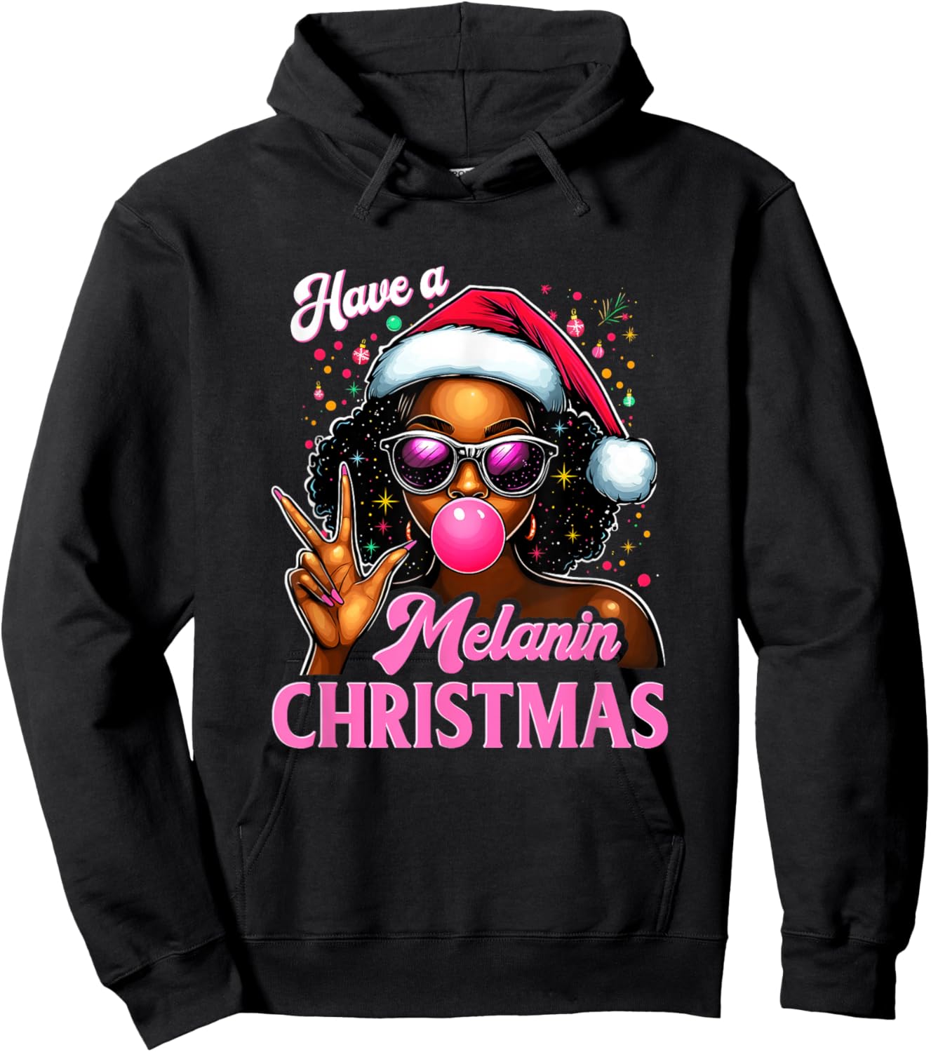Have A Melanin Christmas Black African American Afro Santa Hoodie - Hoodie | Black