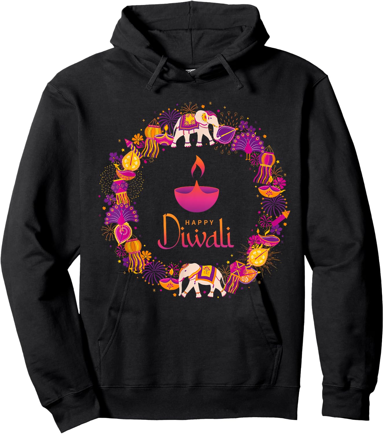 Happy Diwali Festival of Lights Deepavali Hindu Indian Hoodie - Hoodie | Black