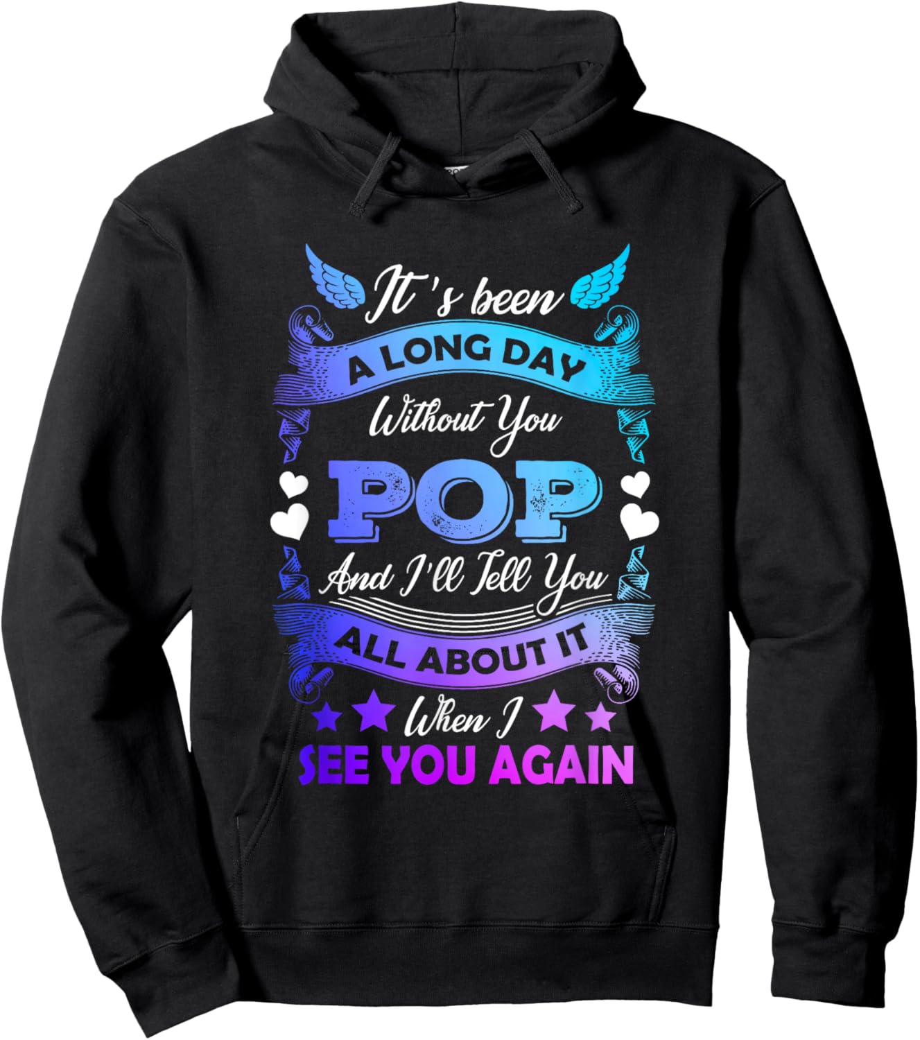 Remembrance of Pop Memory of My Grandpa in Heaven Hoodie - Hoodie | Black