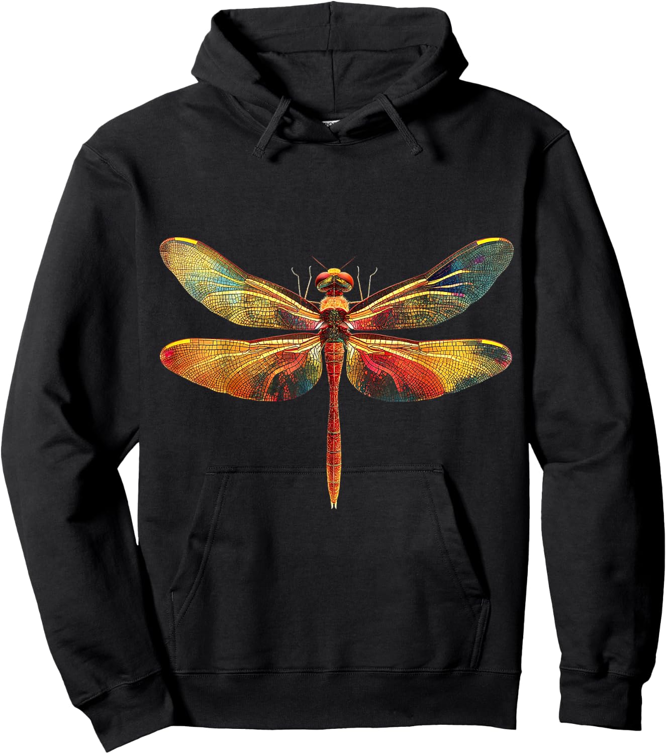 Dragonfly Animal Motif Artwork Dragonfly Hoodie - Hoodie | Black