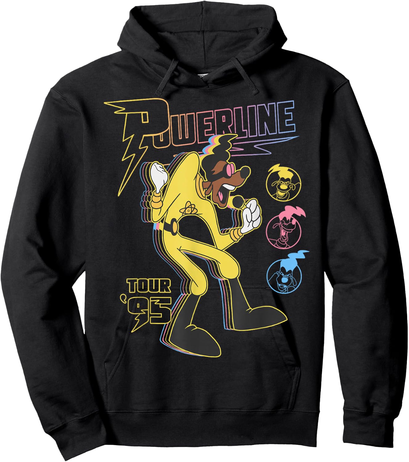 Disney A Goofy Movie Powerline Tour '95 Retro Neon Poster Hoodie - Hoodie | Black